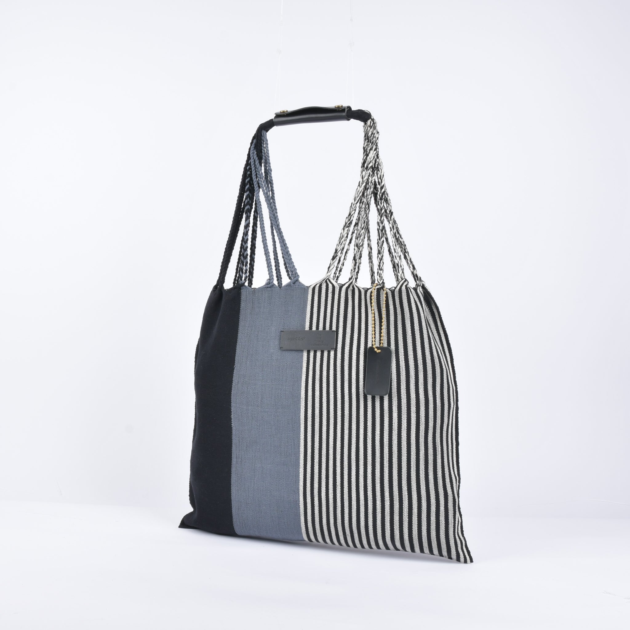 Hammock bag striped black x grey Hammock bag from Mexico Free name engraving RB0006