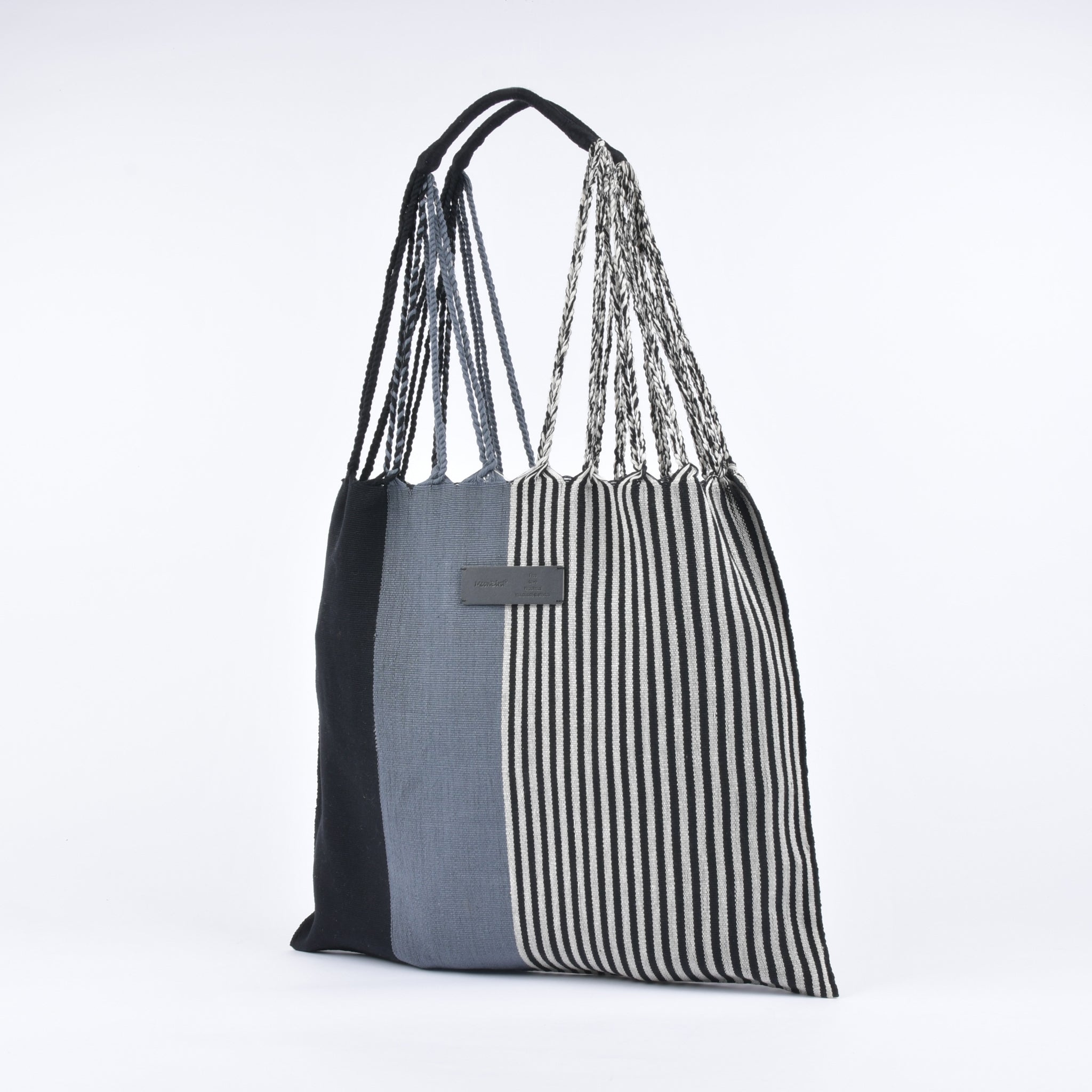 Hammock bag striped black x grey Hammock bag from Mexico Free name engraving RB0006