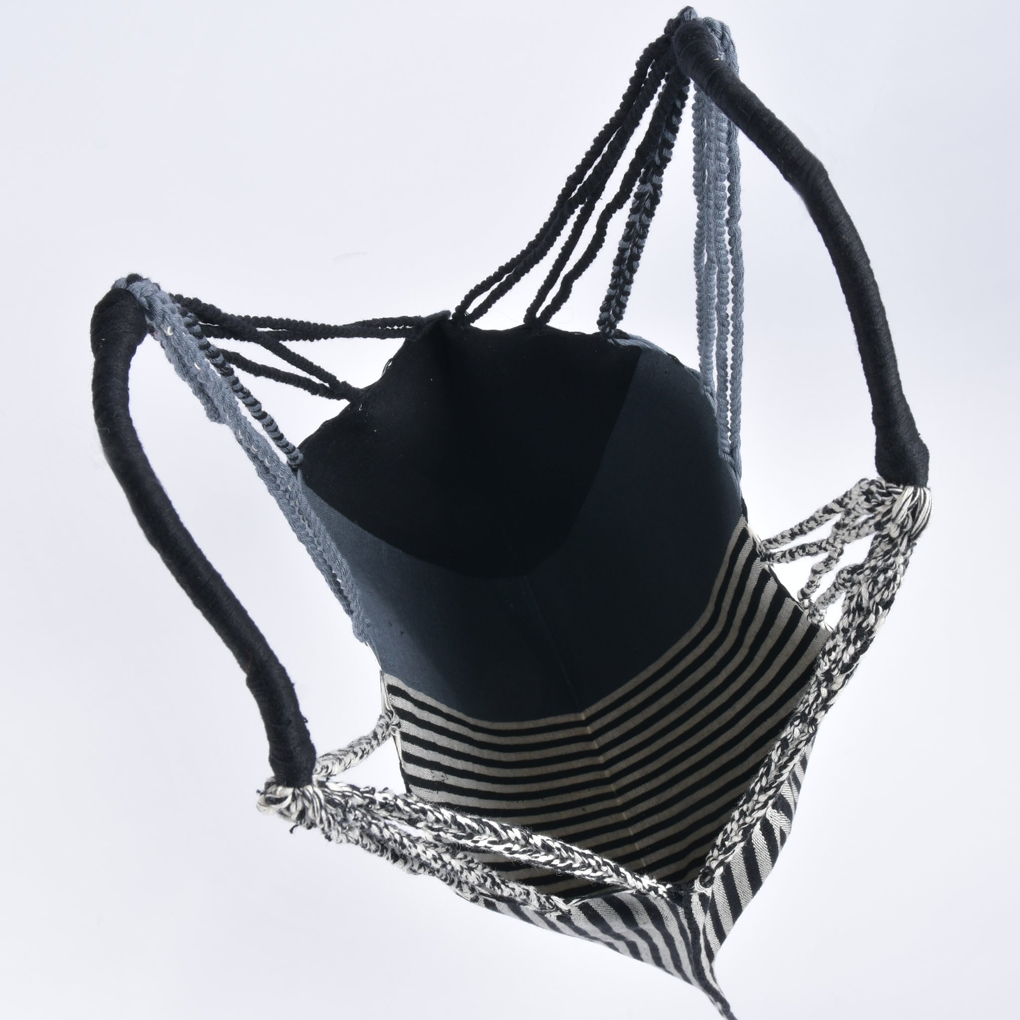 Hammock bag striped black x grey Hammock bag from Mexico Free name engraving RB0006