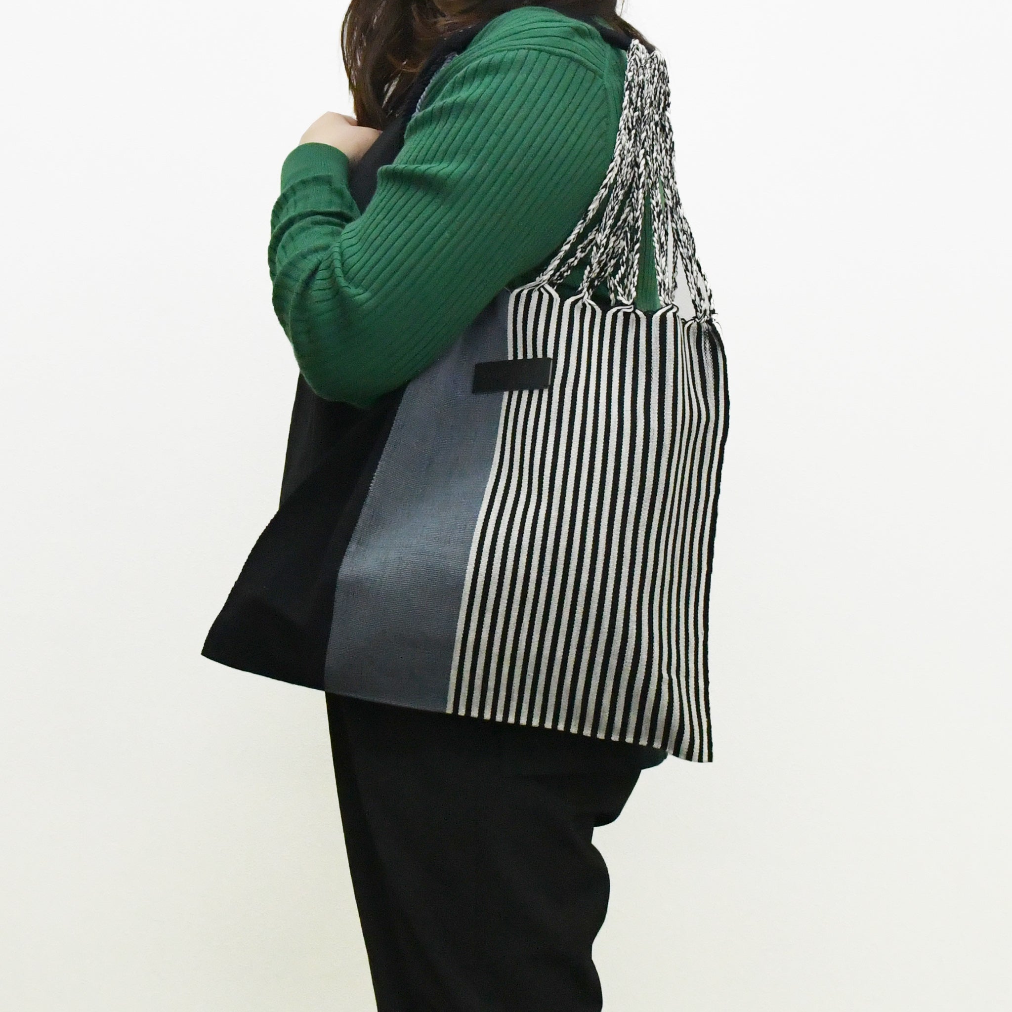 Hammock bag striped black x grey Hammock bag from Mexico Free name engraving RB0006