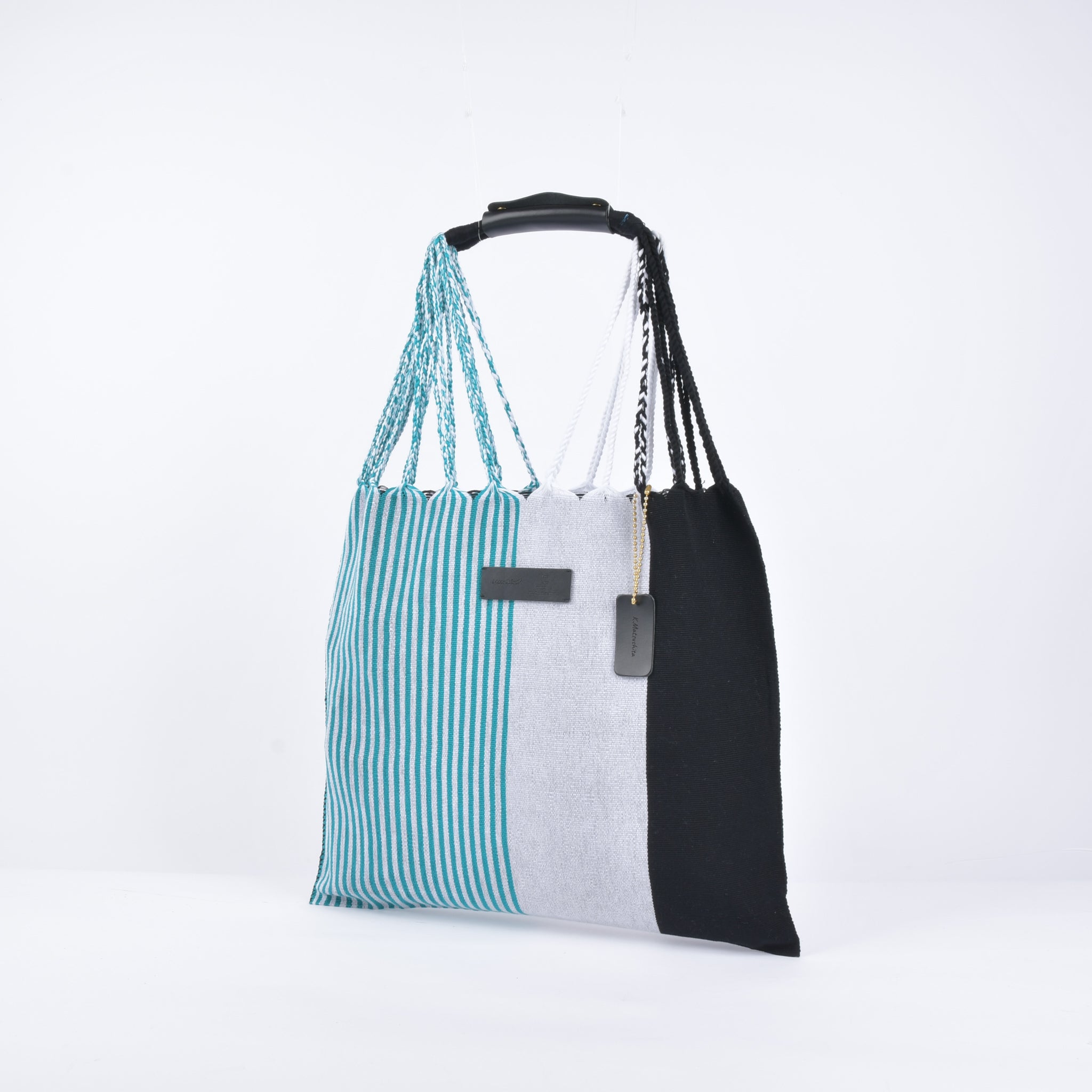 Hammock bag striped black x saxe Hammock bag born in Mexico Free name engraving RB0008