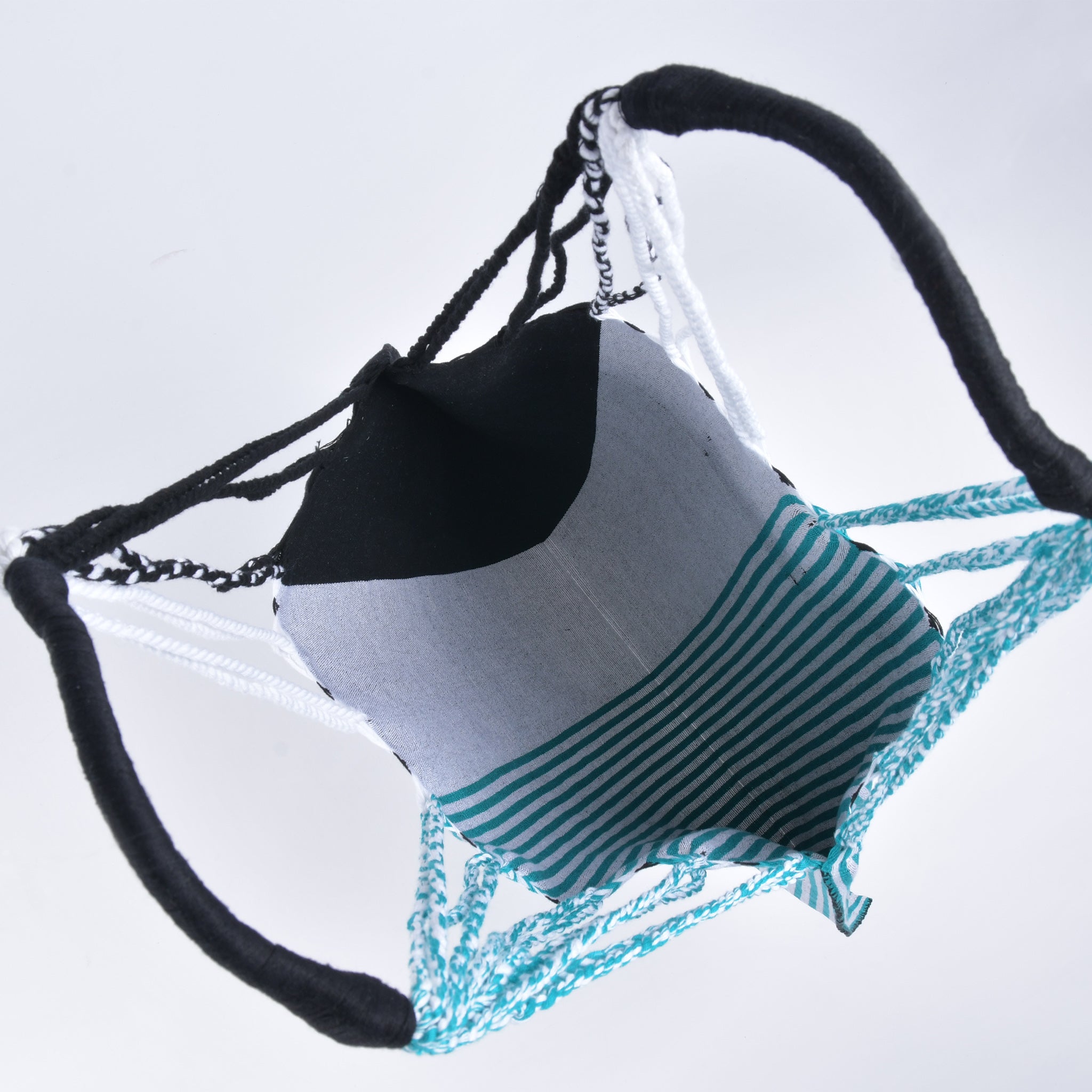 Hammock bag striped black x saxe Hammock bag born in Mexico Free name engraving RB0008