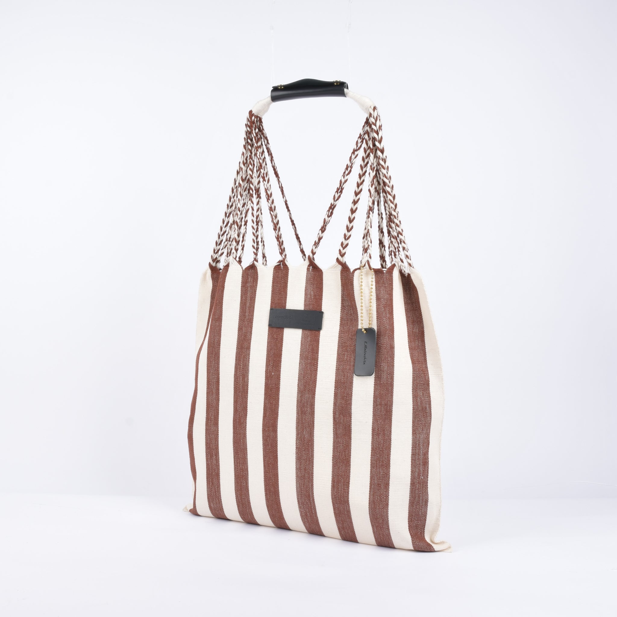Hammock Bag Stripe Natural x Brown Hammock Bag Born in Mexico Free name engraving RB0015