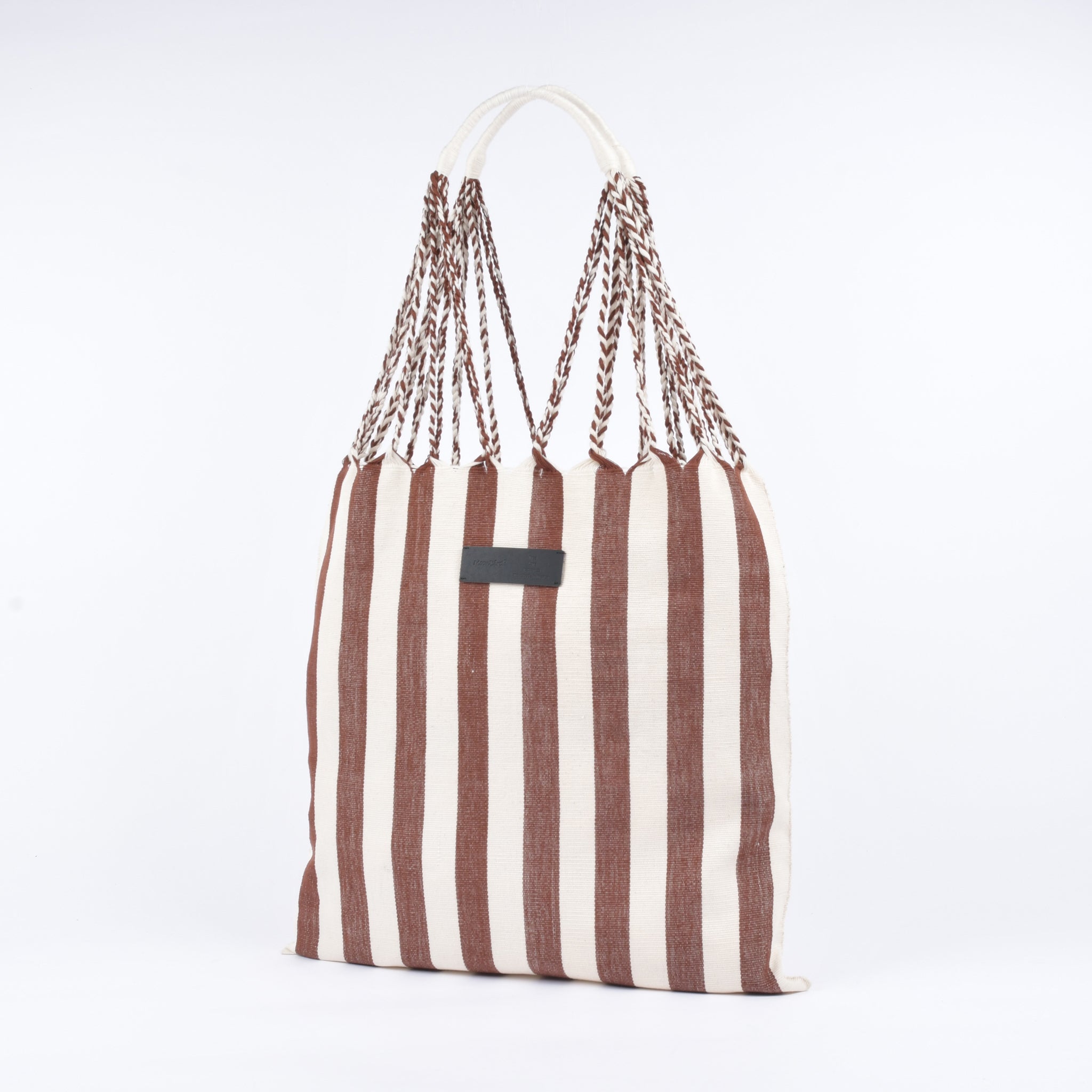 Hammock Bag Stripe Natural x Brown Hammock Bag Born in Mexico Free name engraving RB0015