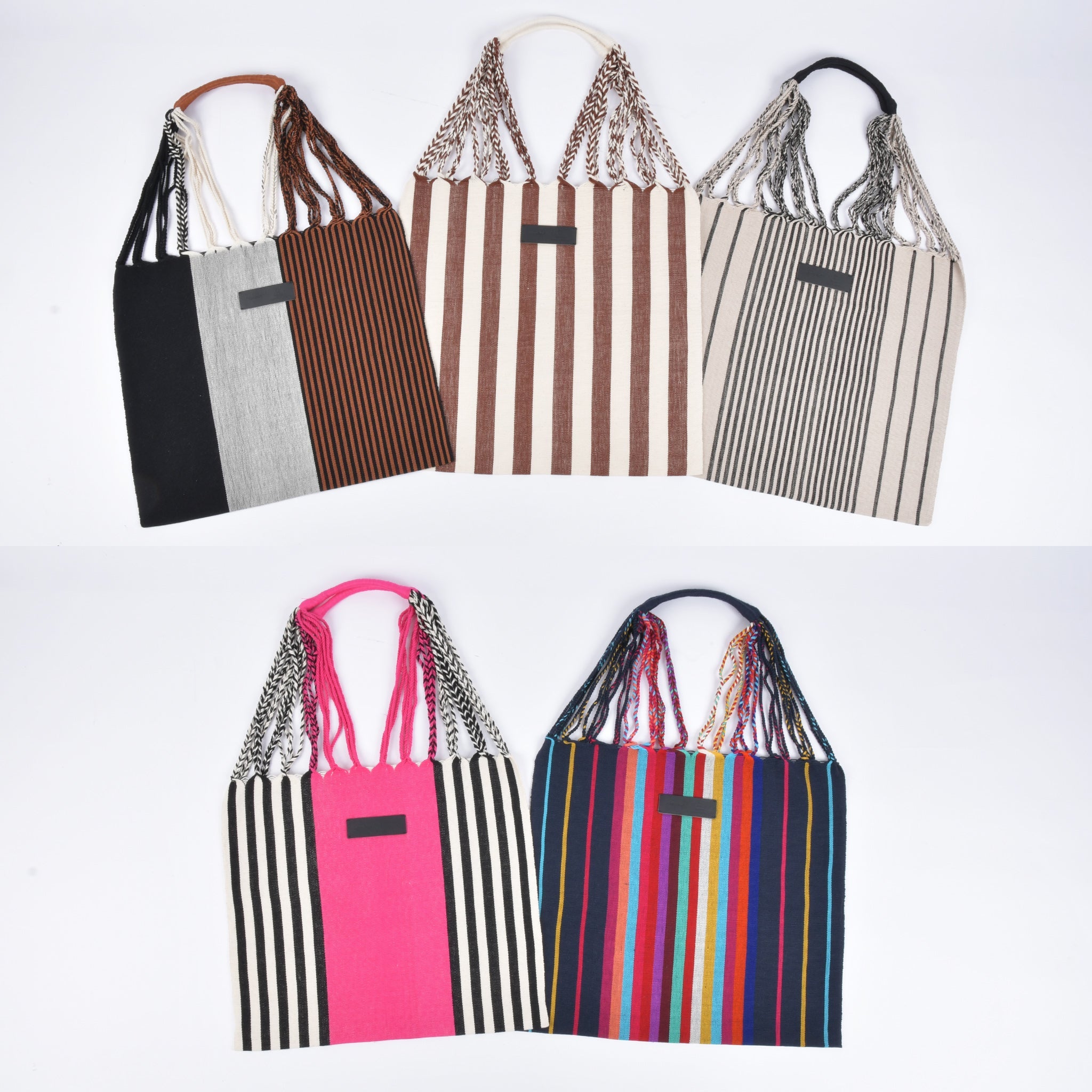 Hammock bag striped black x grey Hammock bag from Mexico Free name engraving RB0006