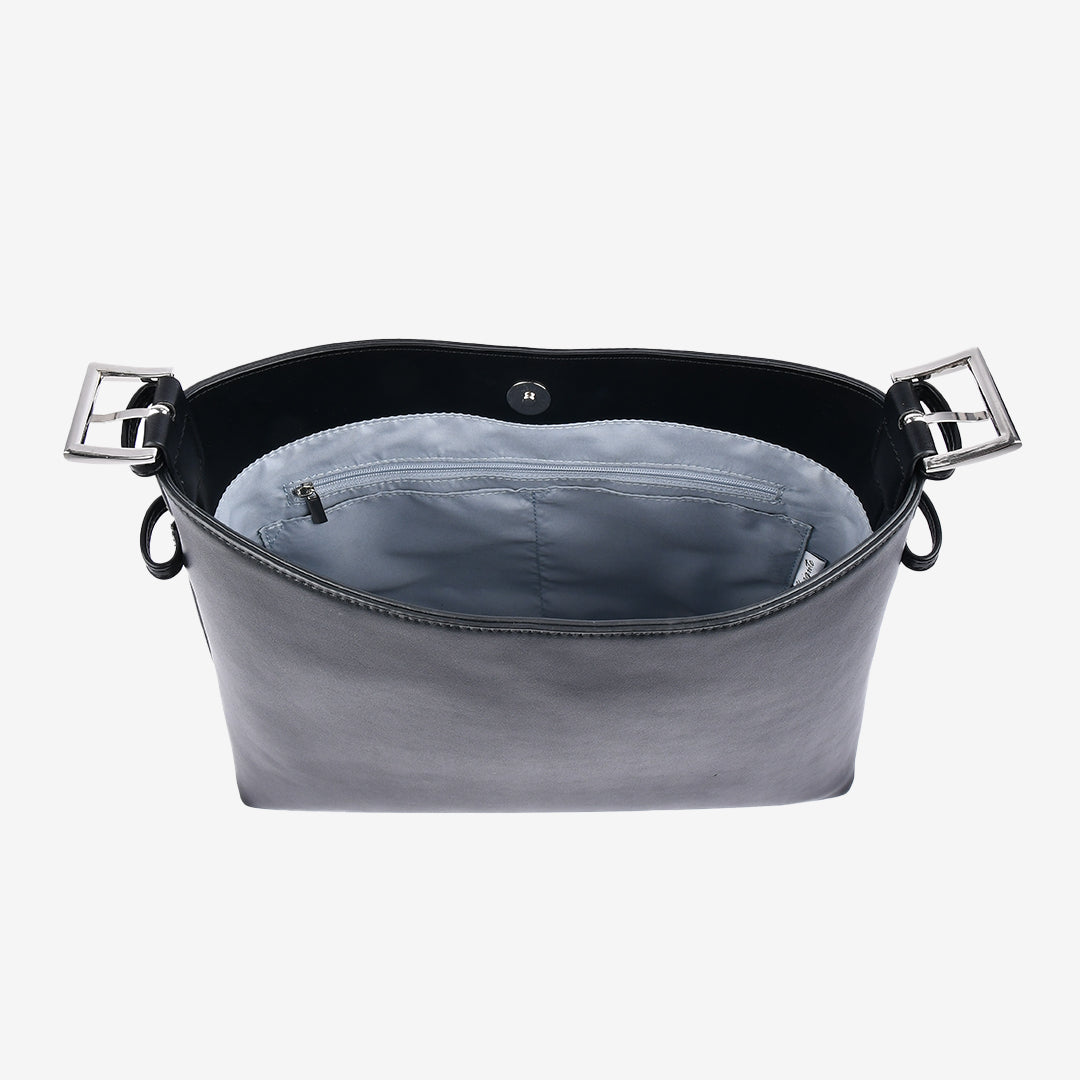 2wayバイカラーショルダーバッグ ブラック 内装ポケット