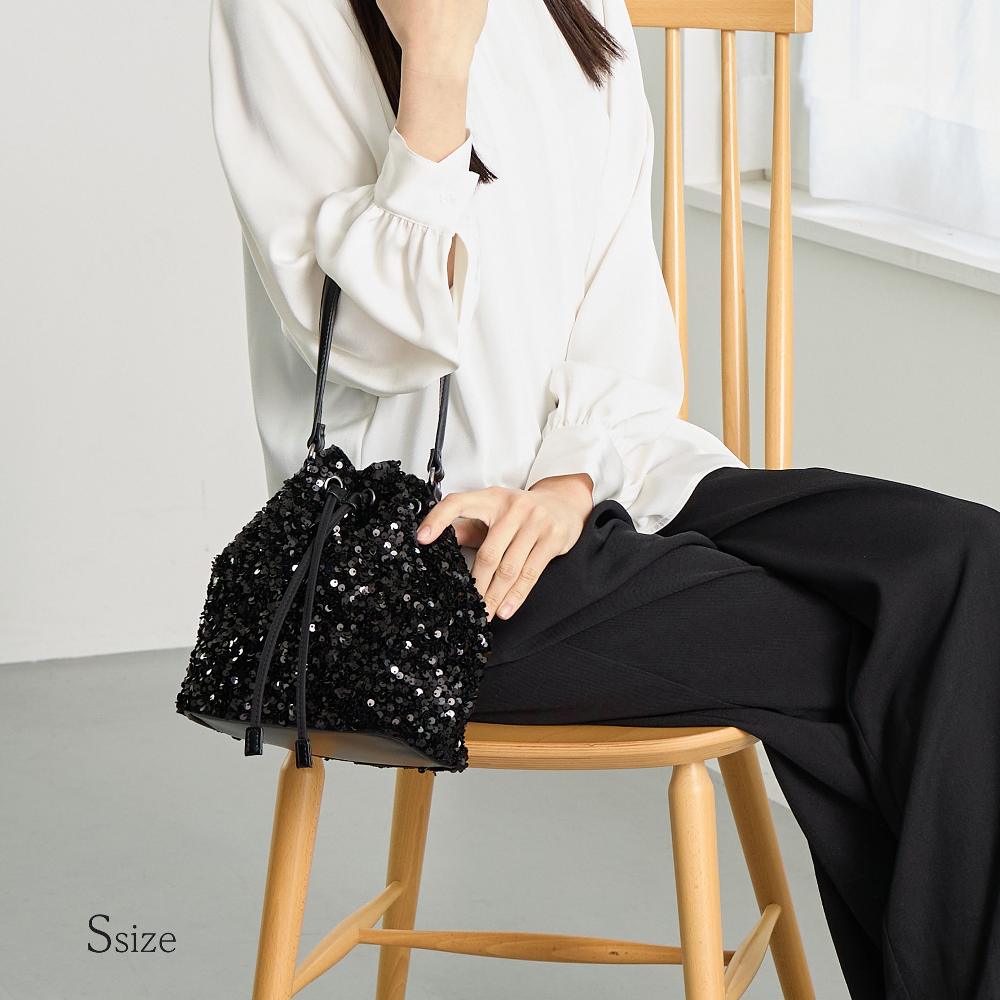 【スパンコール】Drawstring Bag-巾着バッグ (S・M)