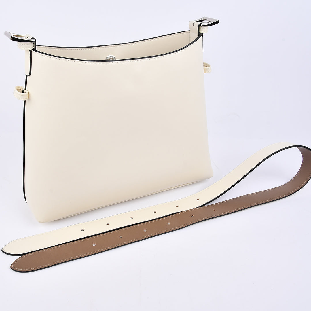 2wayバイカラーショルダーバッグ アイボリー 付属ベルト