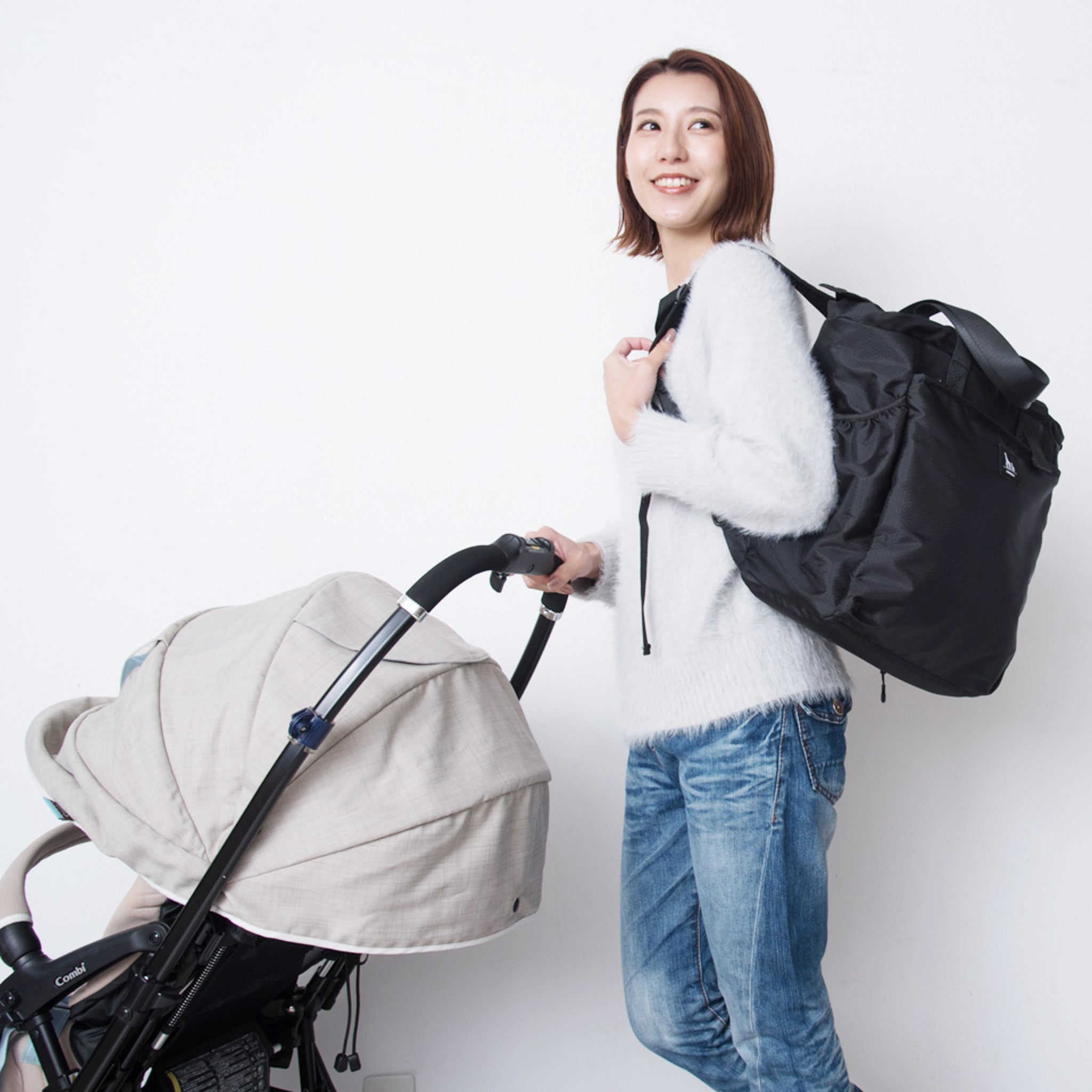 Highly functional 3-way mother's bag, 3-piece set