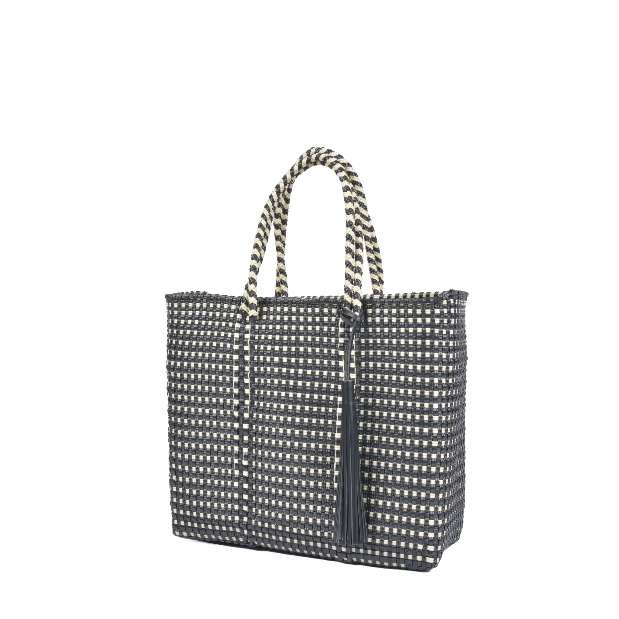 Mercado Bag, Medium Size, Kingham, Black x Cream, RB0019