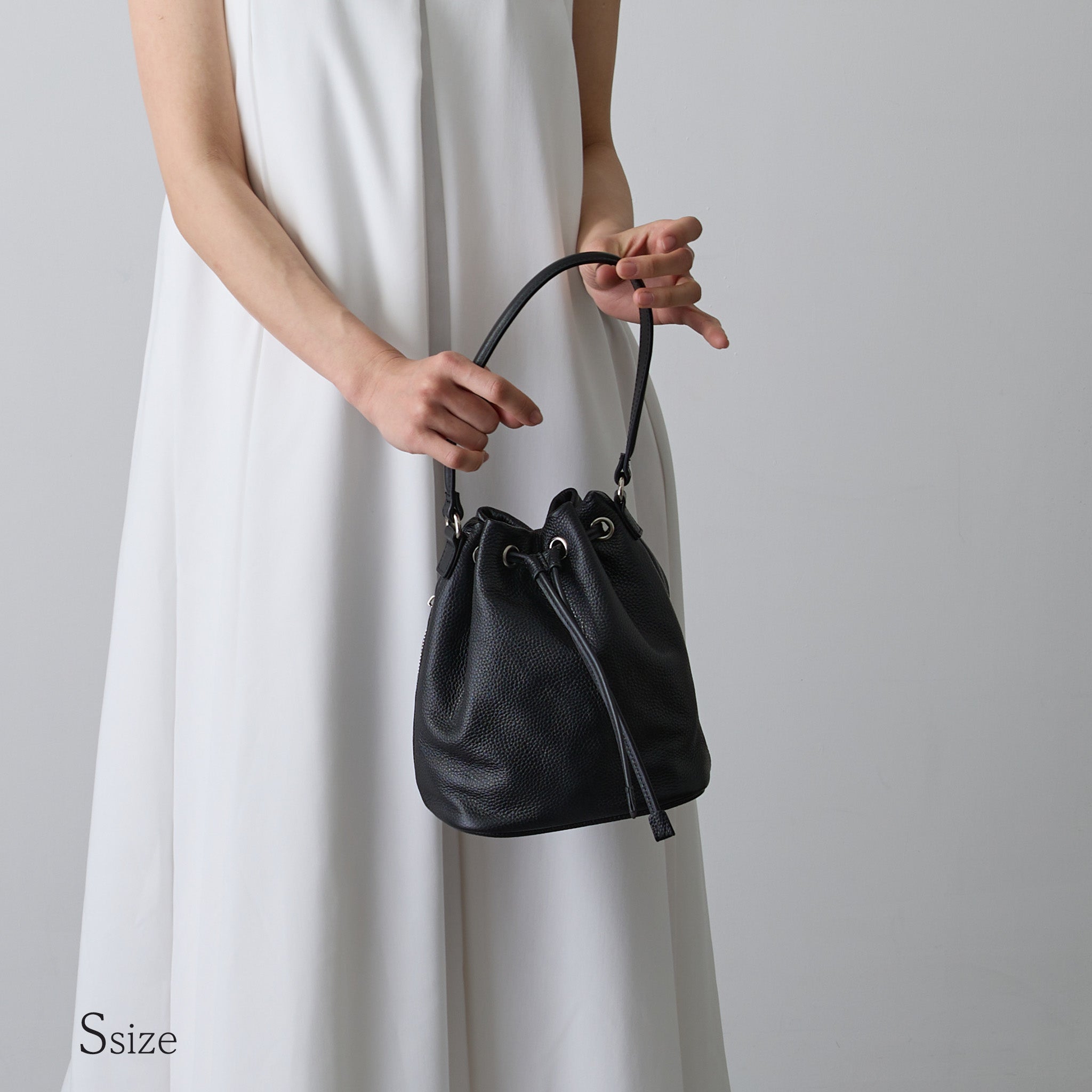 【シュリンクレザー】Drawstring Bag-巾着バッグ (S・M)