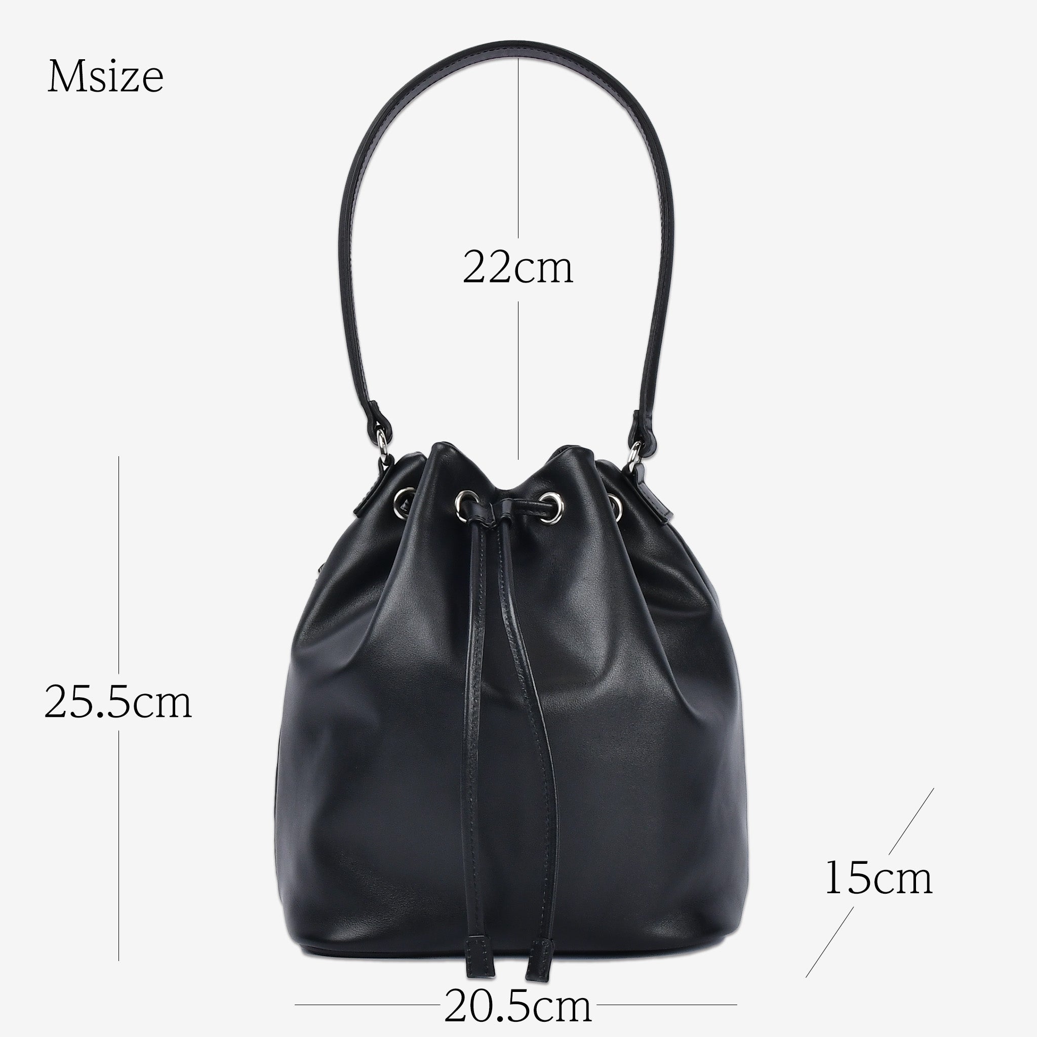 【スムースレザー】Drawstring Bag-巾着バッグ (S・M)