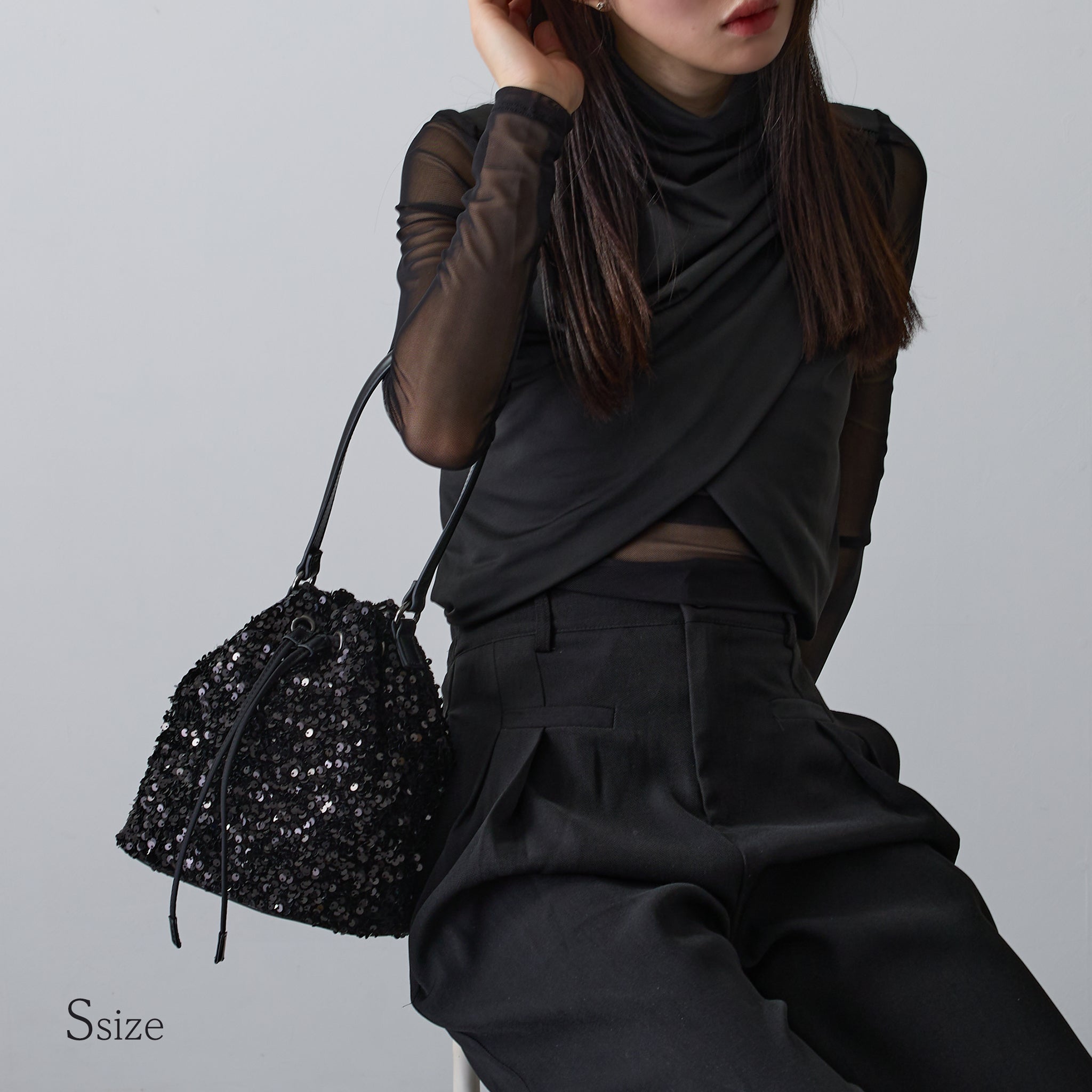 【スパンコール】Drawstring Bag-巾着バッグ (S・M)