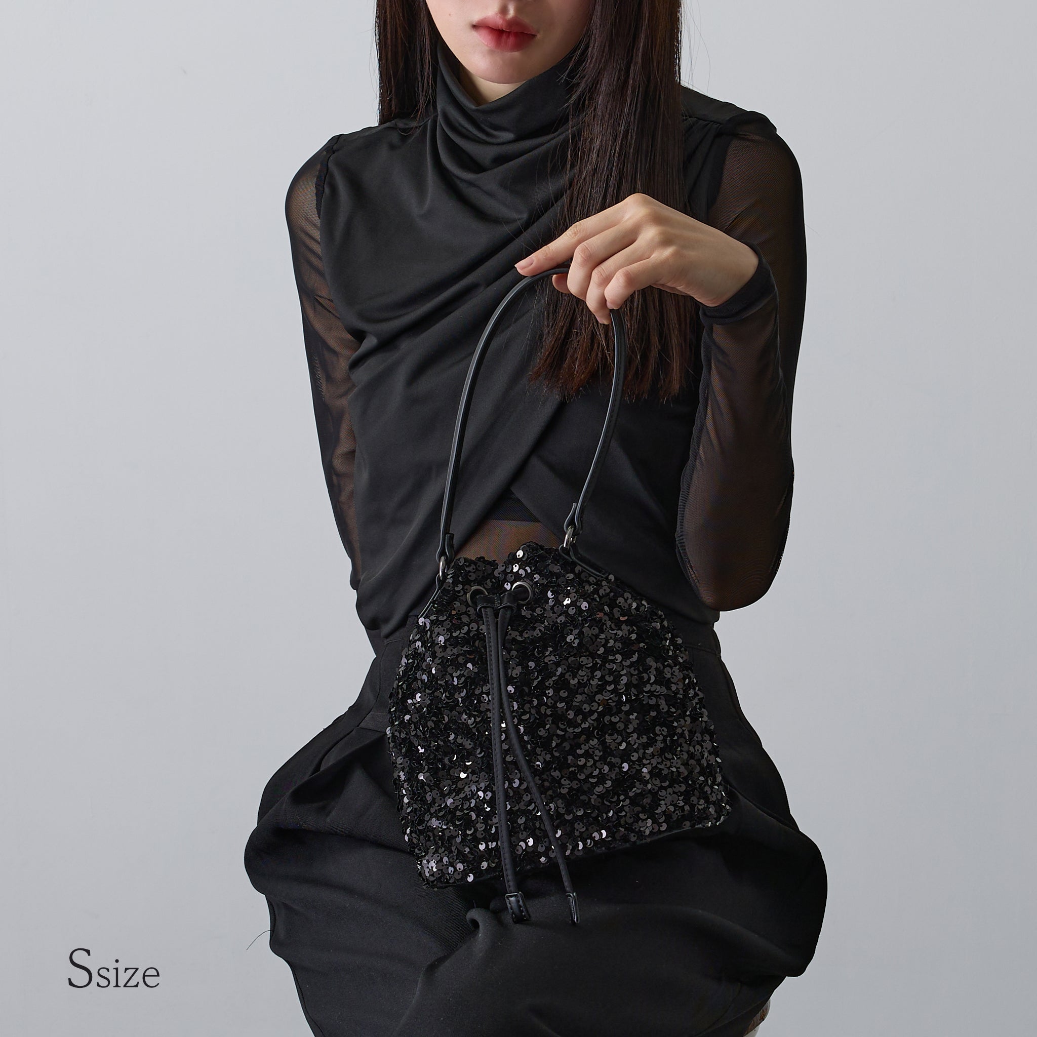 【スパンコール】Drawstring Bag-巾着バッグ (S・M)