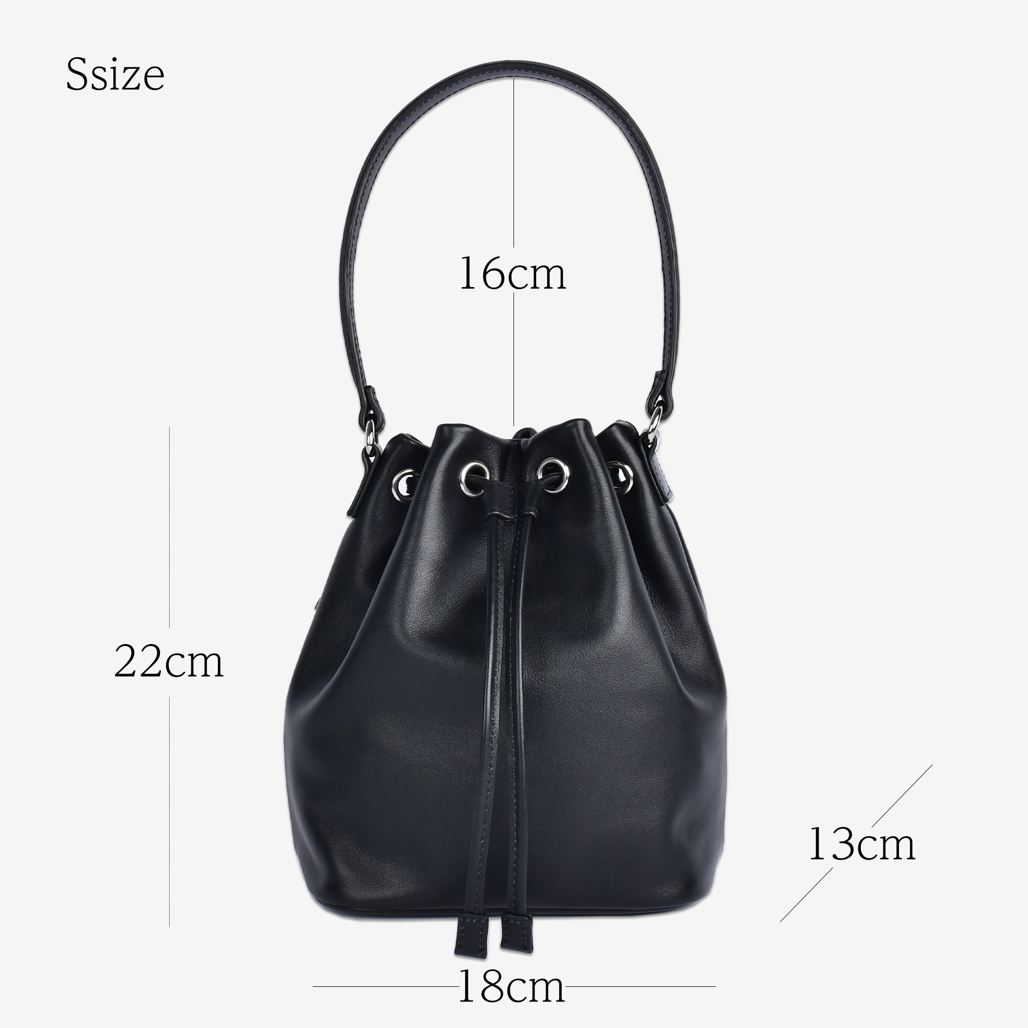 【スムースレザー】Drawstring Bag-巾着バッグ (S・M)