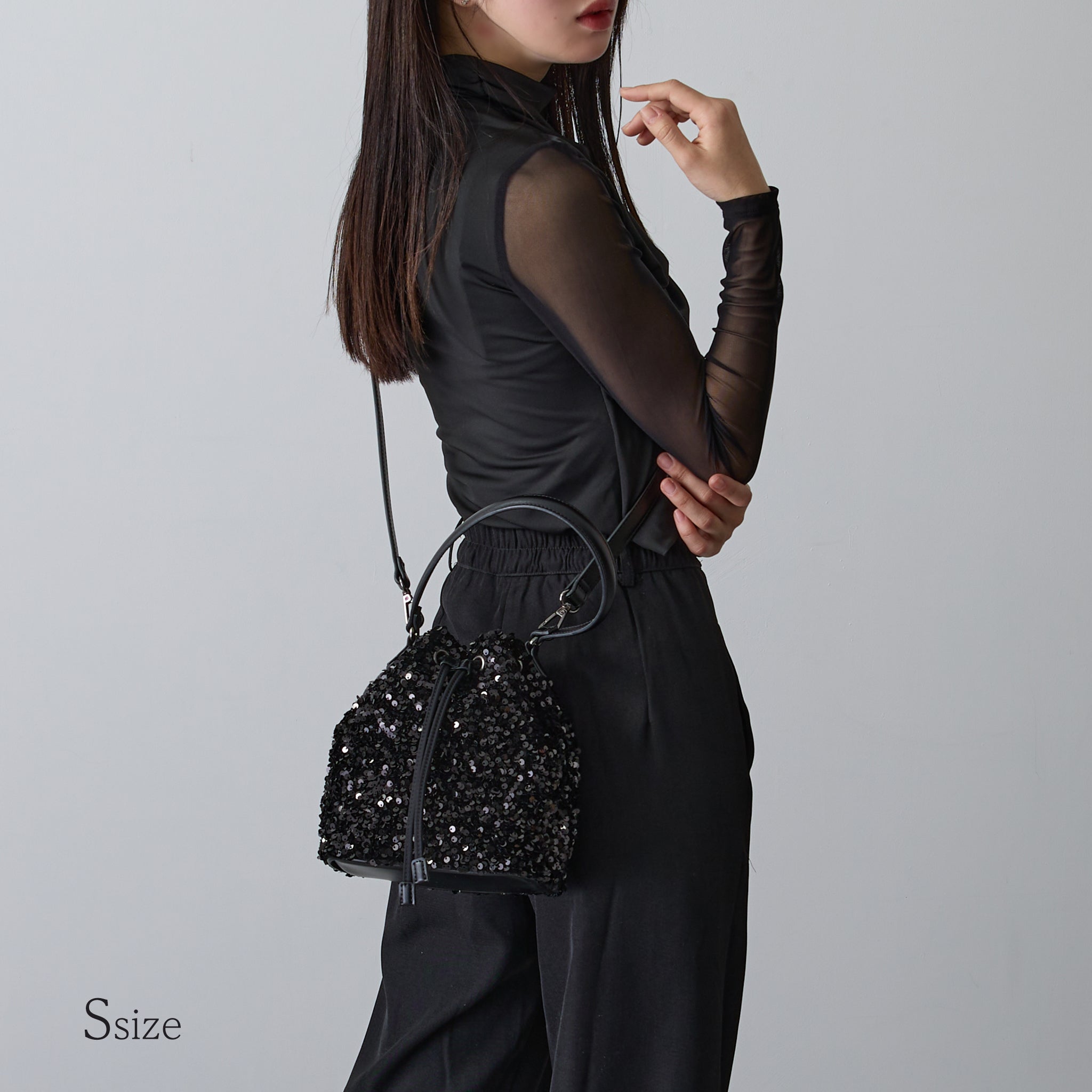 【スパンコール】Drawstring Bag-巾着バッグ (S・M)