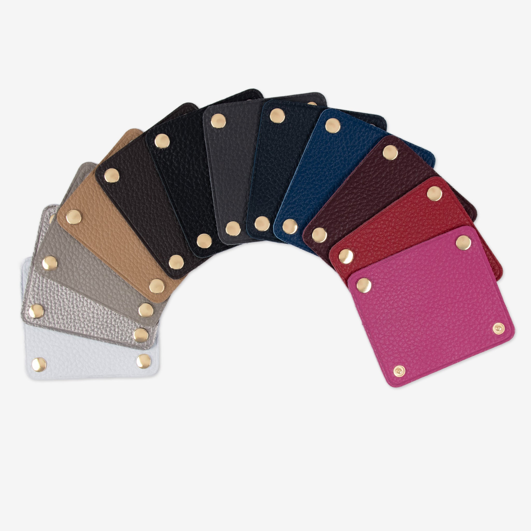 Genuine Leather Bag handle wrap cover, size S, set of 2, gold metal fittings