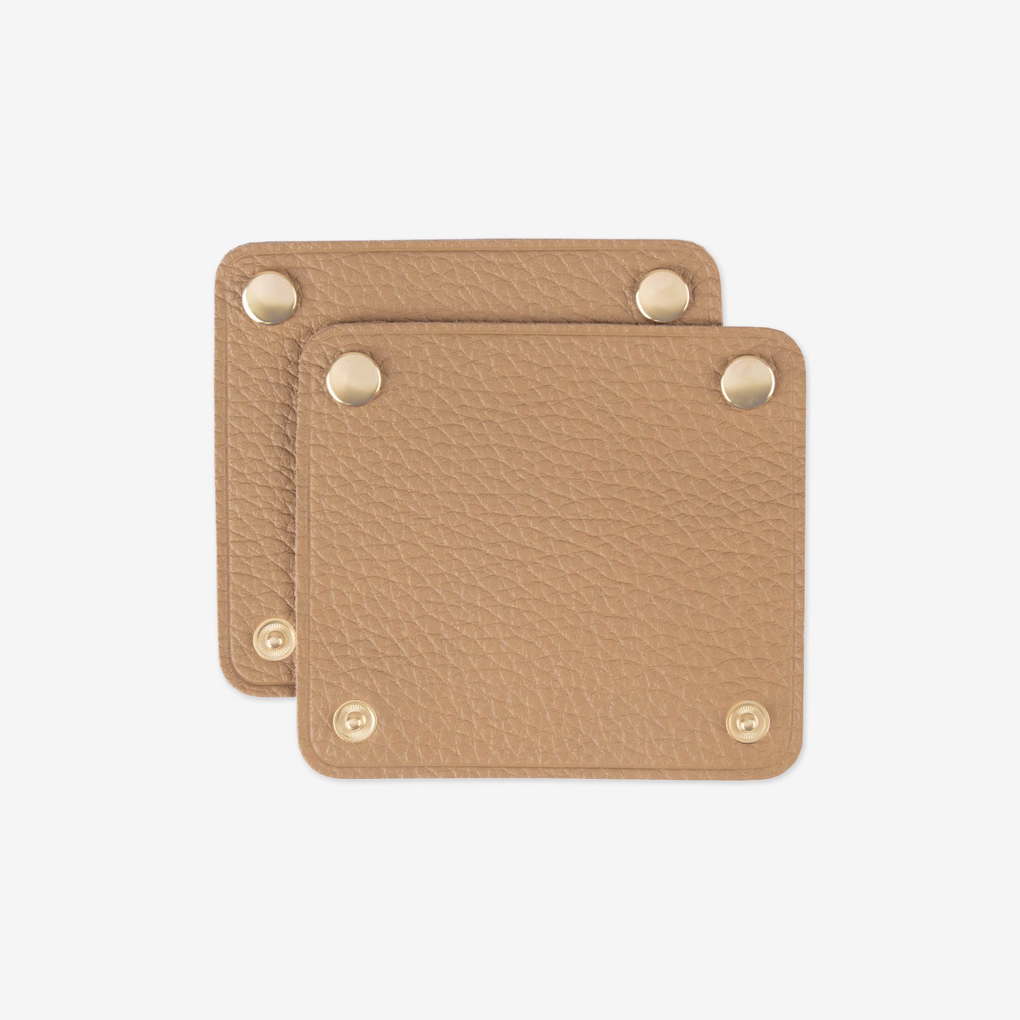 Genuine Leather Bag handle wrap cover, size S, set of 2, gold metal fittings