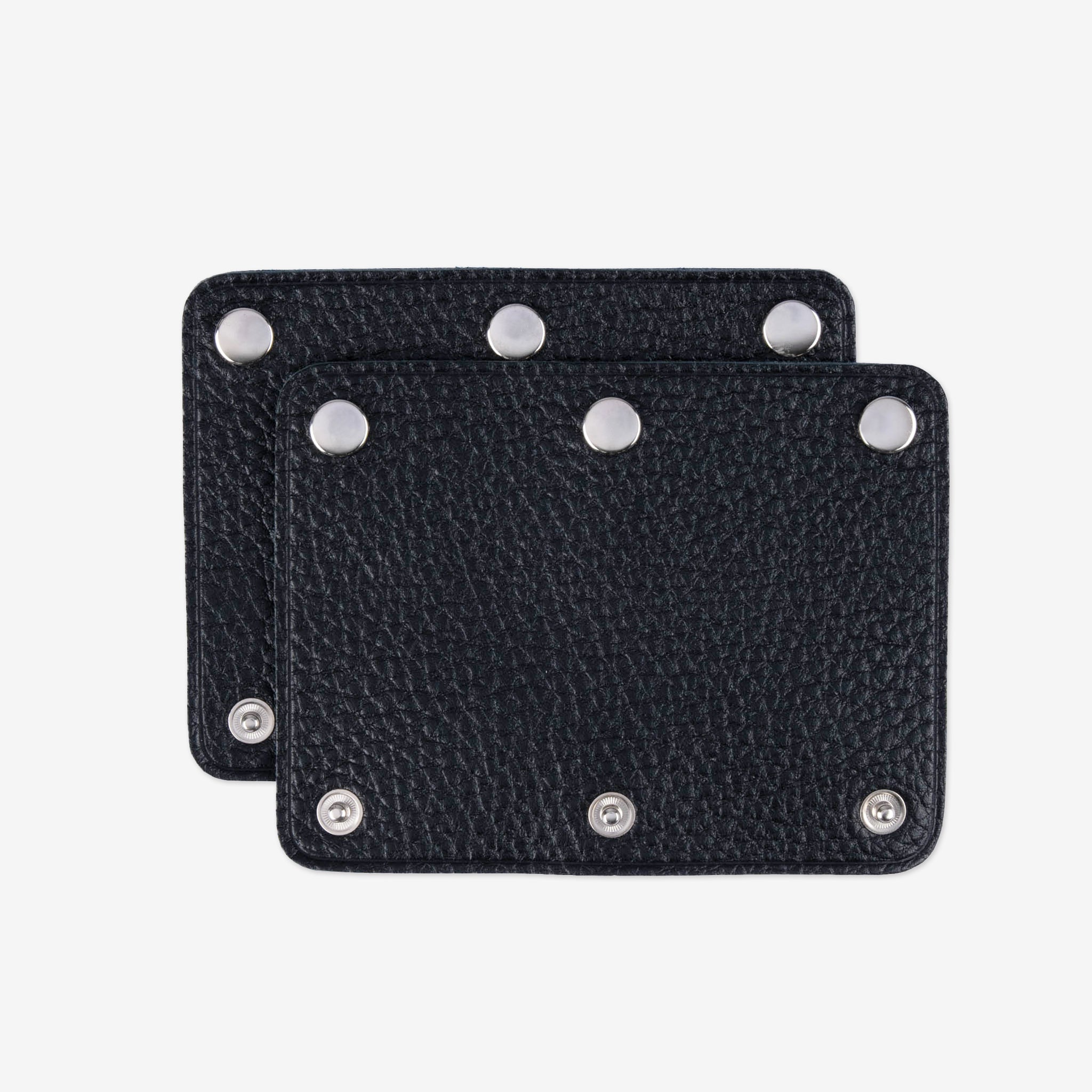 Genuine leather Bag handle wrap cover medium size, set of 2, silver metal fittings