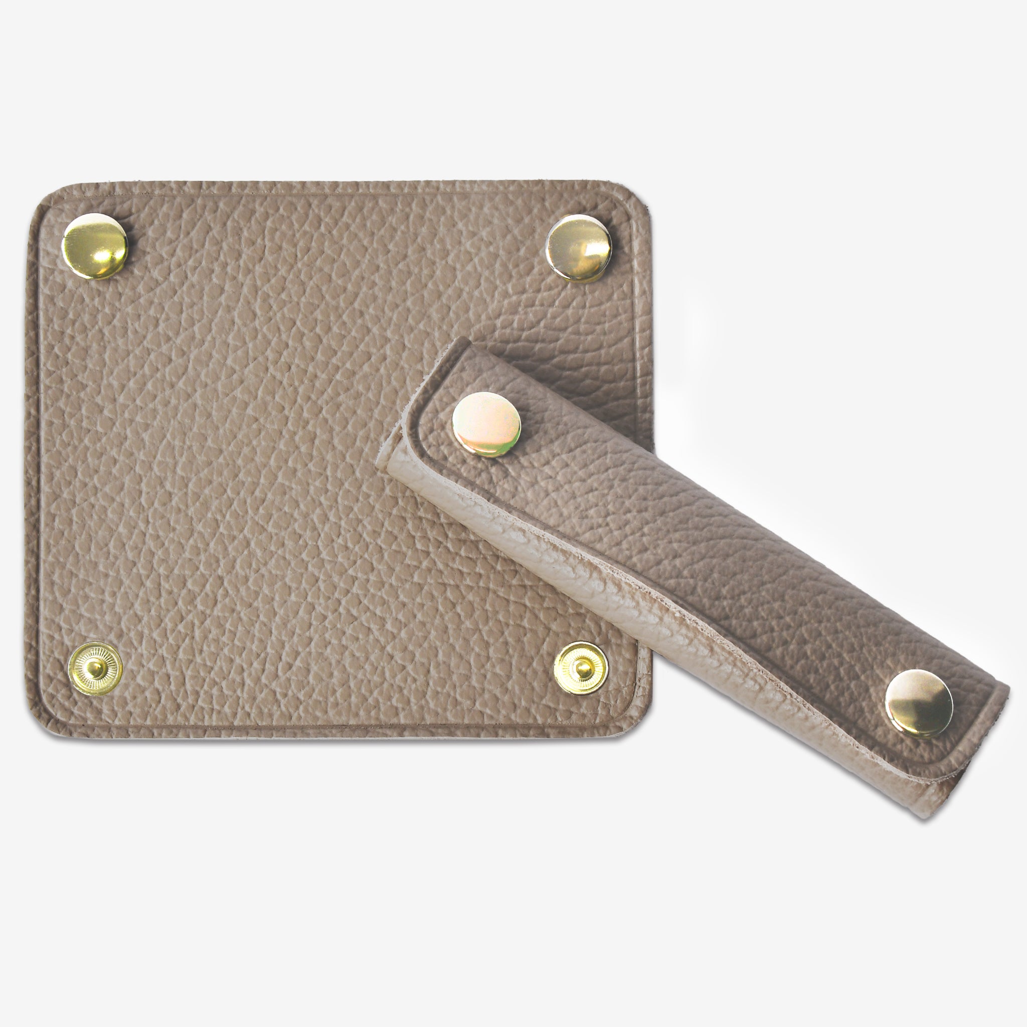 Italian leather bag handle wrap cover, size S, set of 2, gold hardware