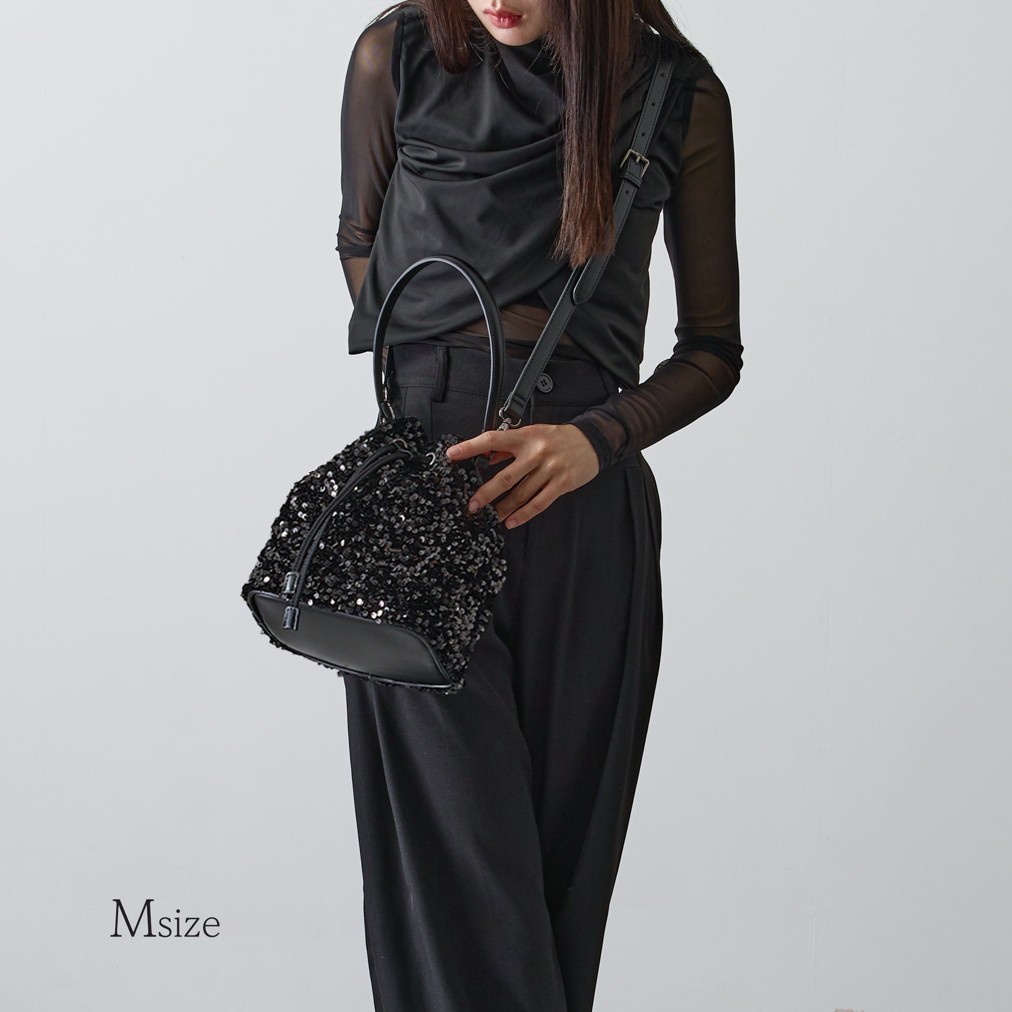 【スパンコール】Drawstring Bag-巾着バッグ (S・M)