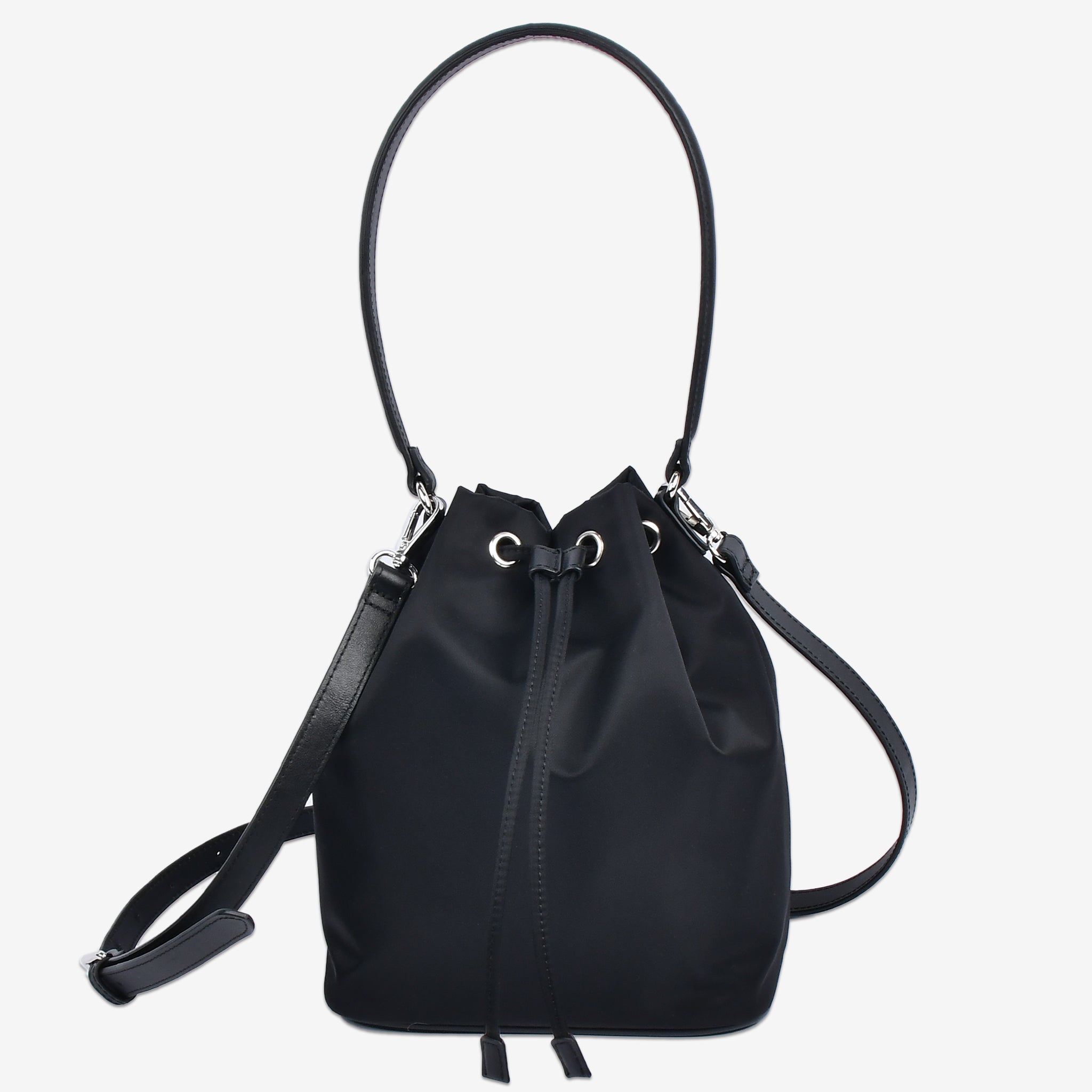 【ナイロン×レザー】Drawstring Bag-巾着バッグ (S・M)