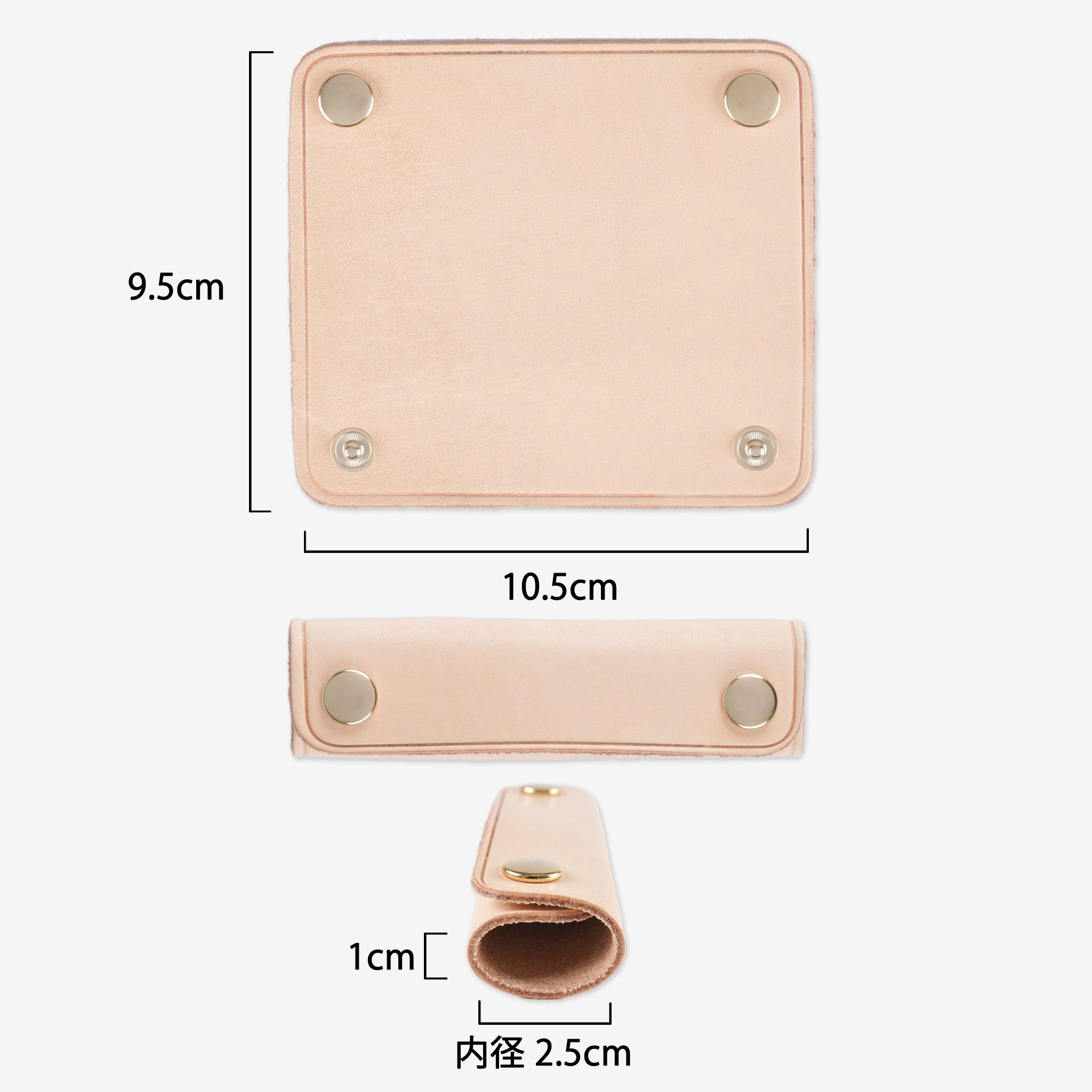 Genuine leather bag handle wrap cover, size S, tanned leather, gold hardware, set of 2