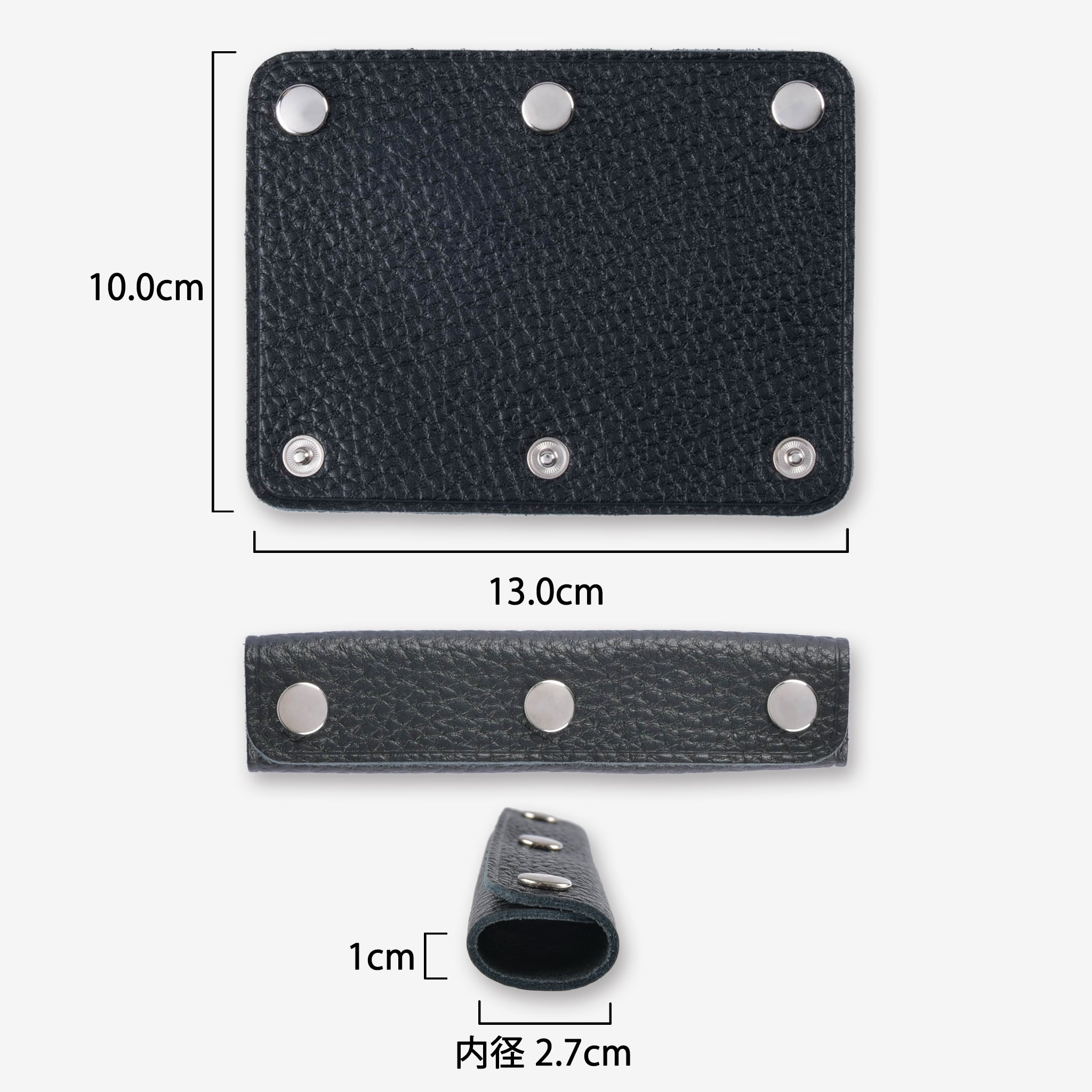 【本革】ハンドルカバー M 2枚セット シルバー 日本製