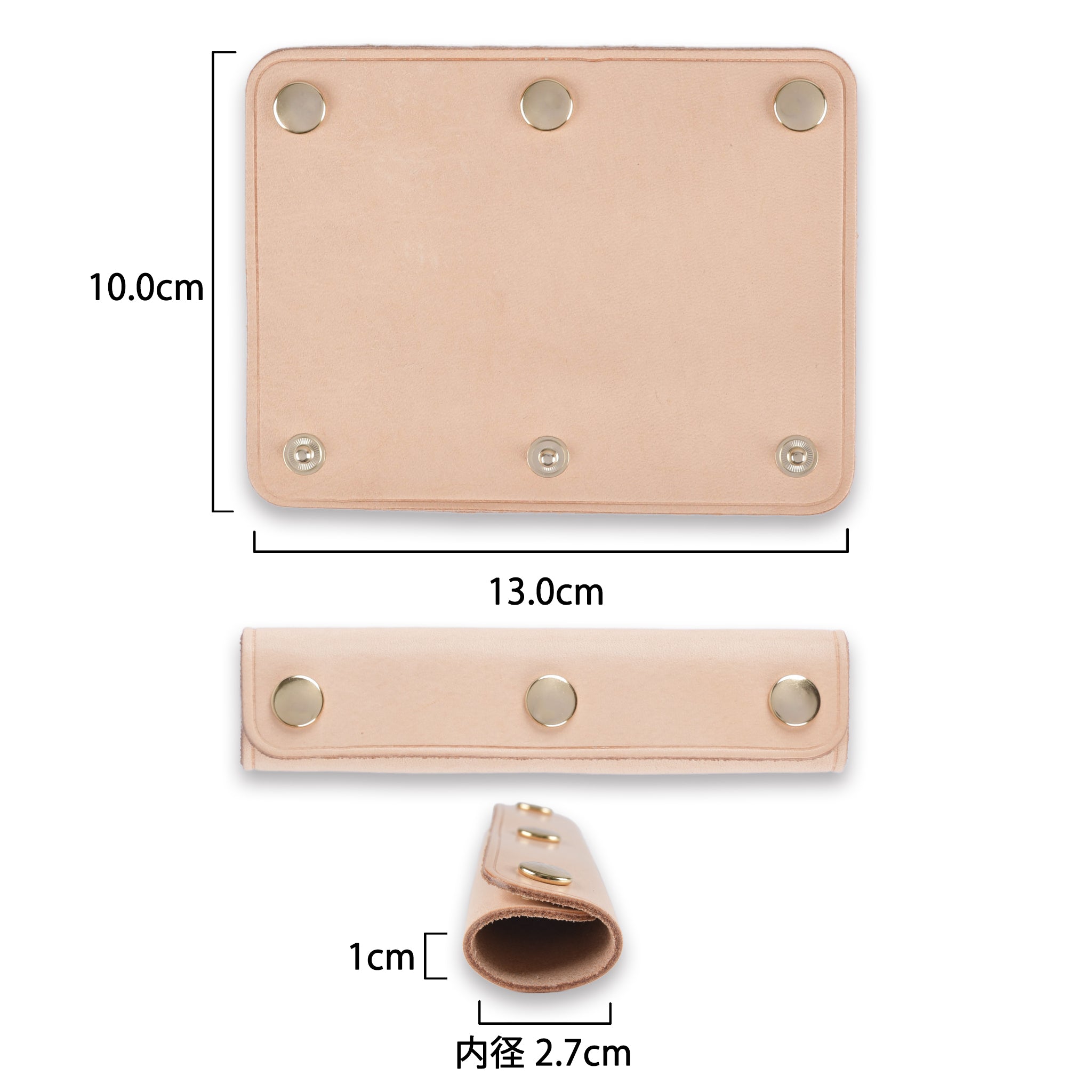 Genuine leather bag handle wrap cover, medium size, set of 2, tanned leather, gold hardware