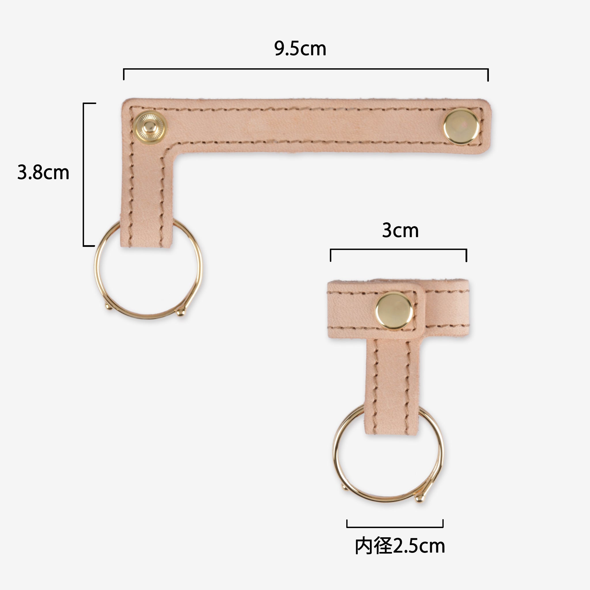 【ヌメ革】ループキーホルダー ゴールド 日本製