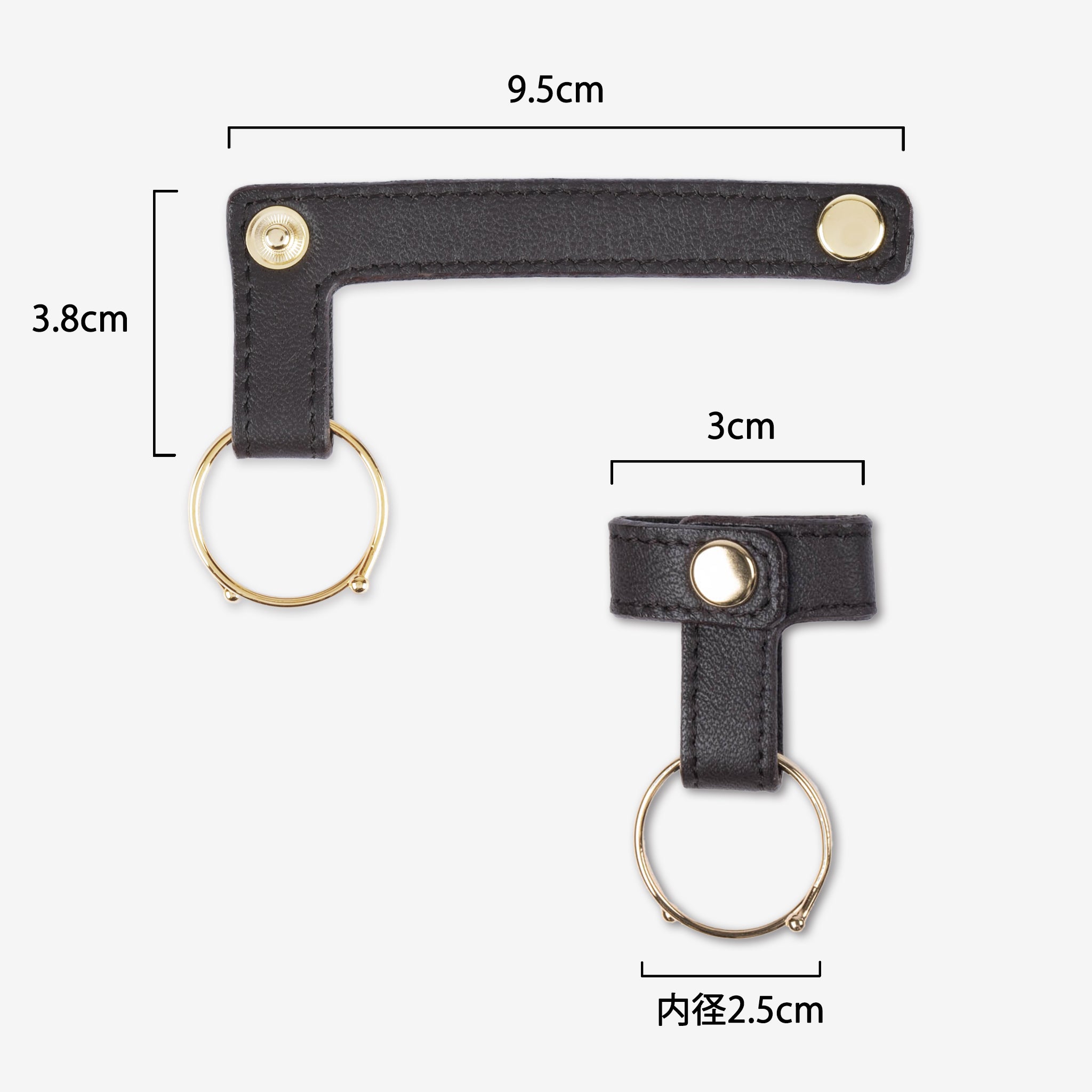 【スムース革】ループキーホルダー ゴールド 日本製