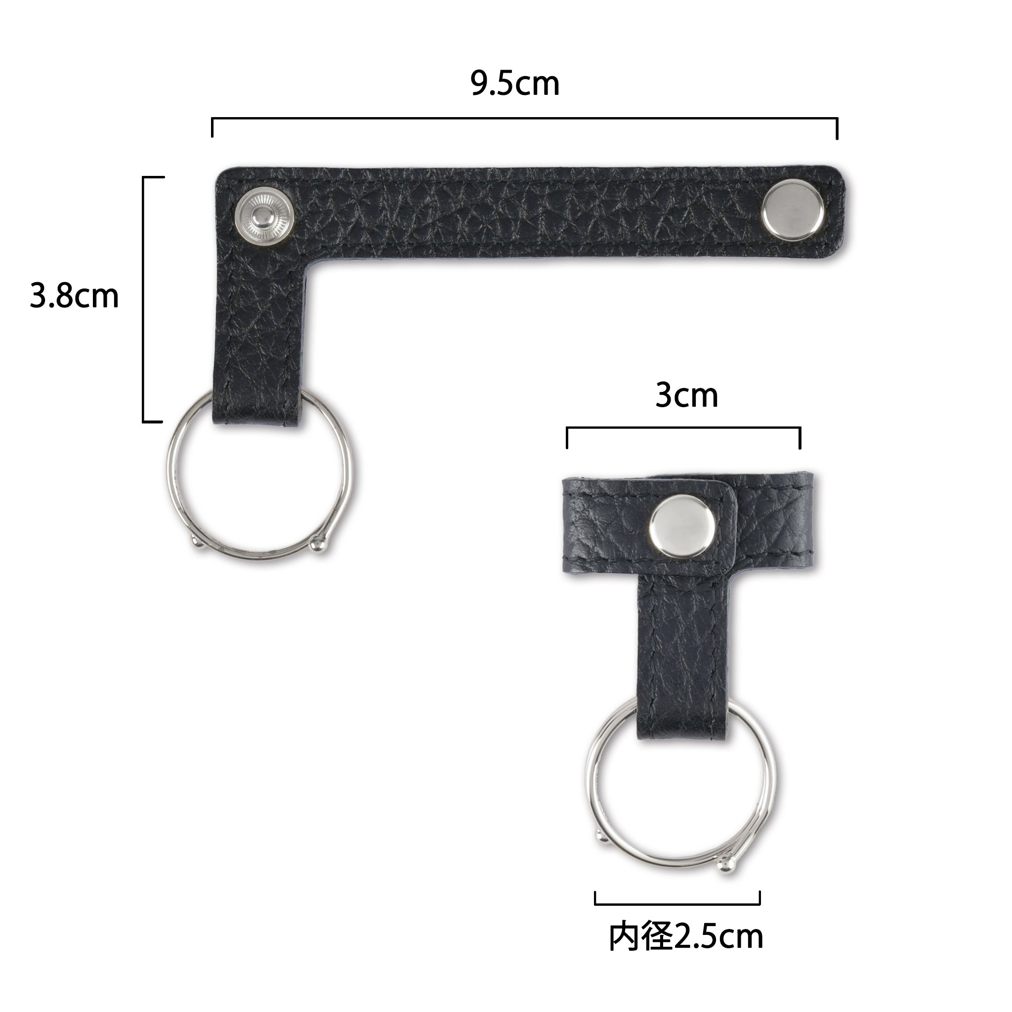 【シュリンク革】ループキーホルダー シルバー 日本製