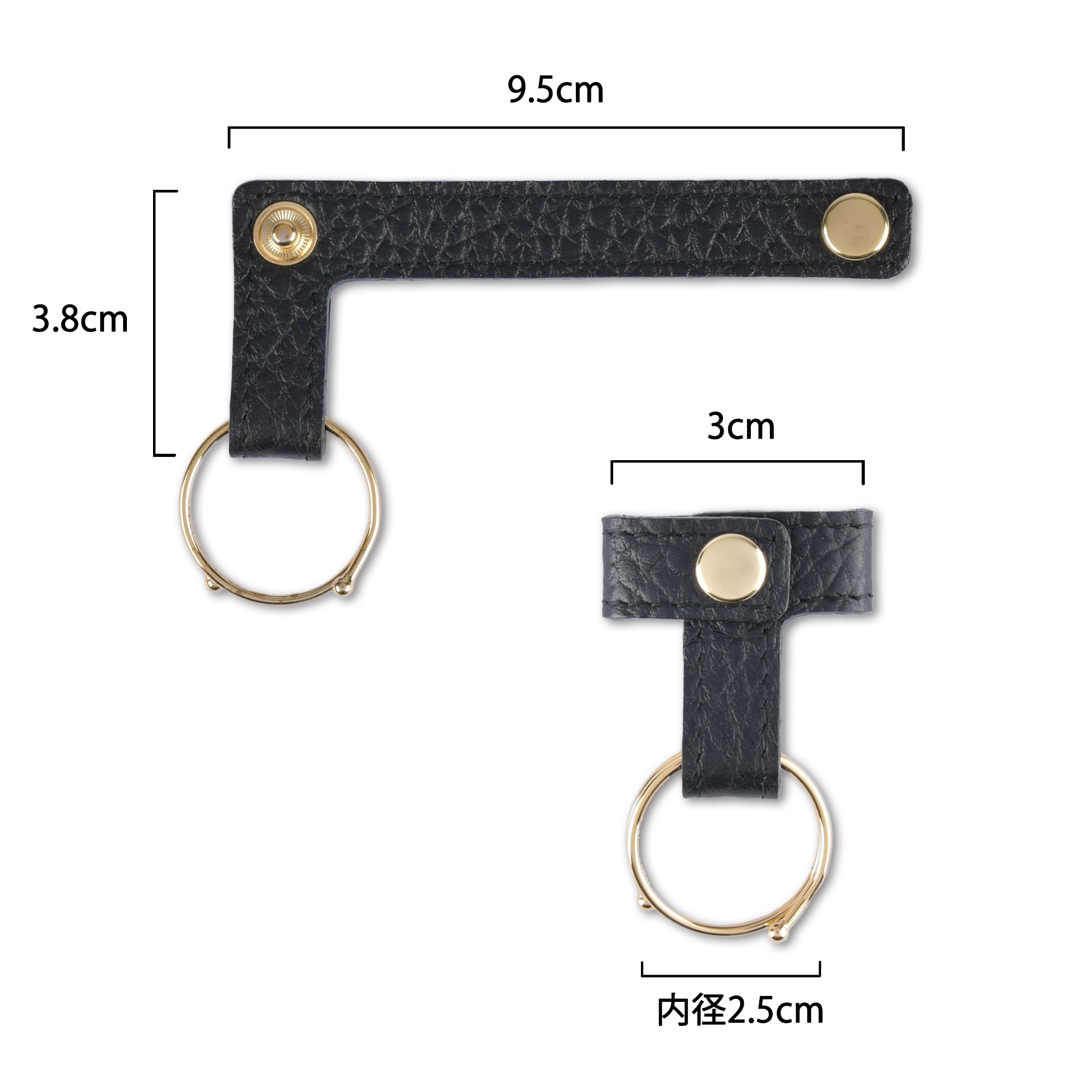 【シュリンク革】ループキーホルダー ゴールド 日本製