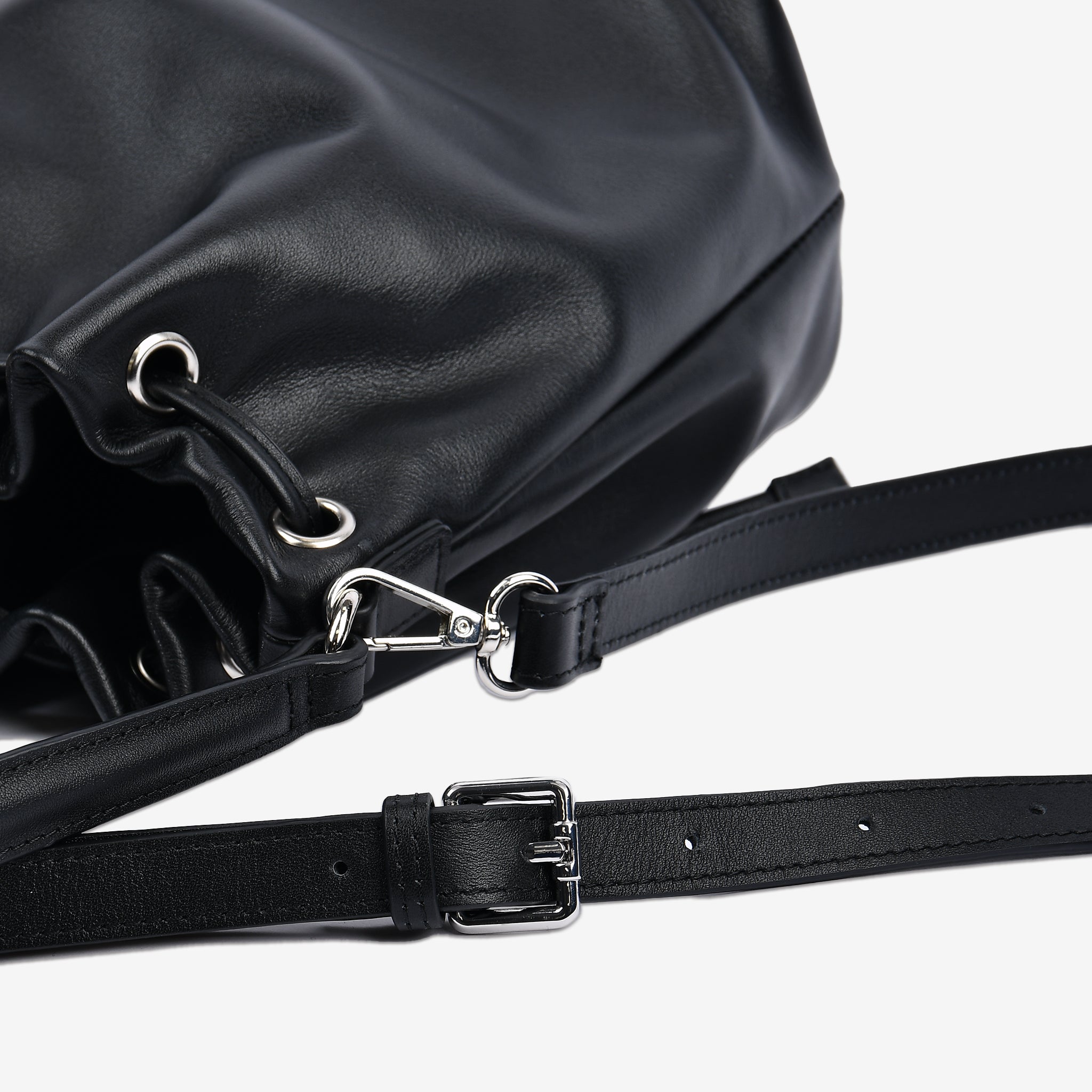 【スムースレザー】Drawstring Bag-巾着バッグ (S・M)