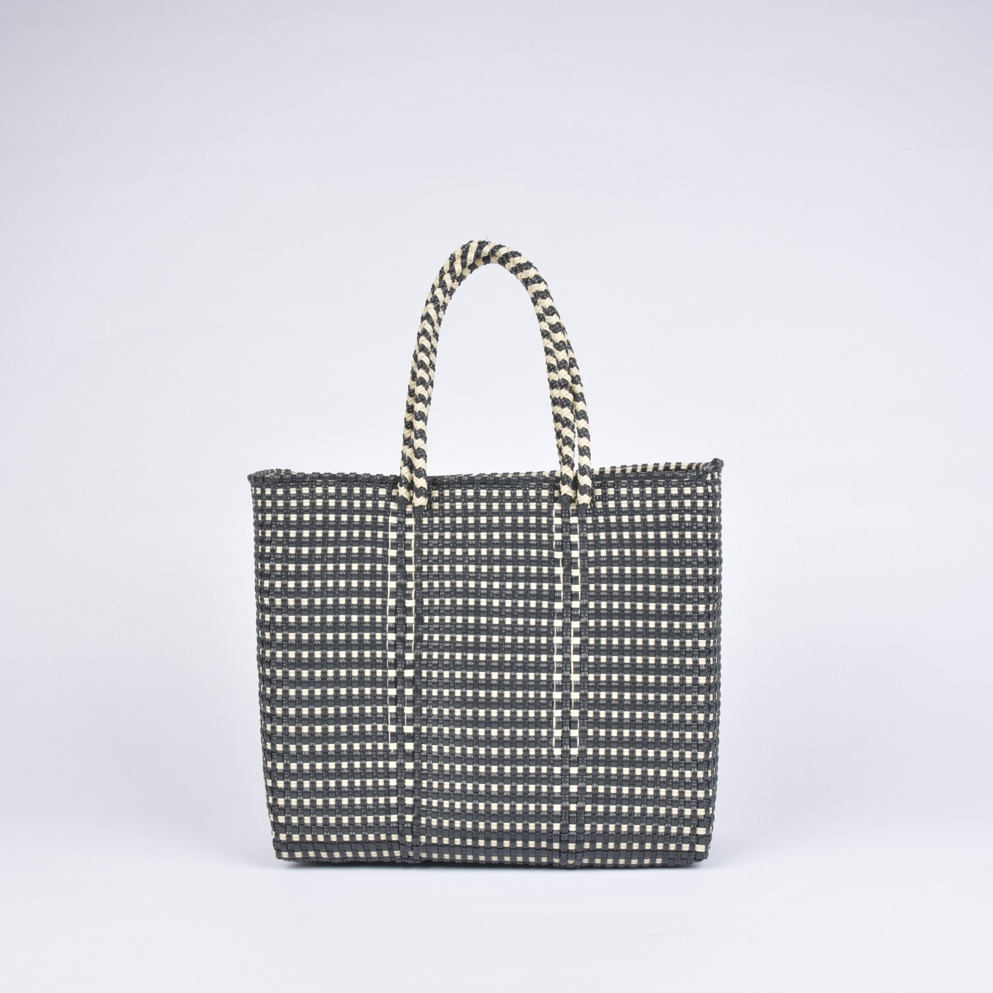 Mercado Bag, Medium Size, Kingham, Black x Cream, RB0019