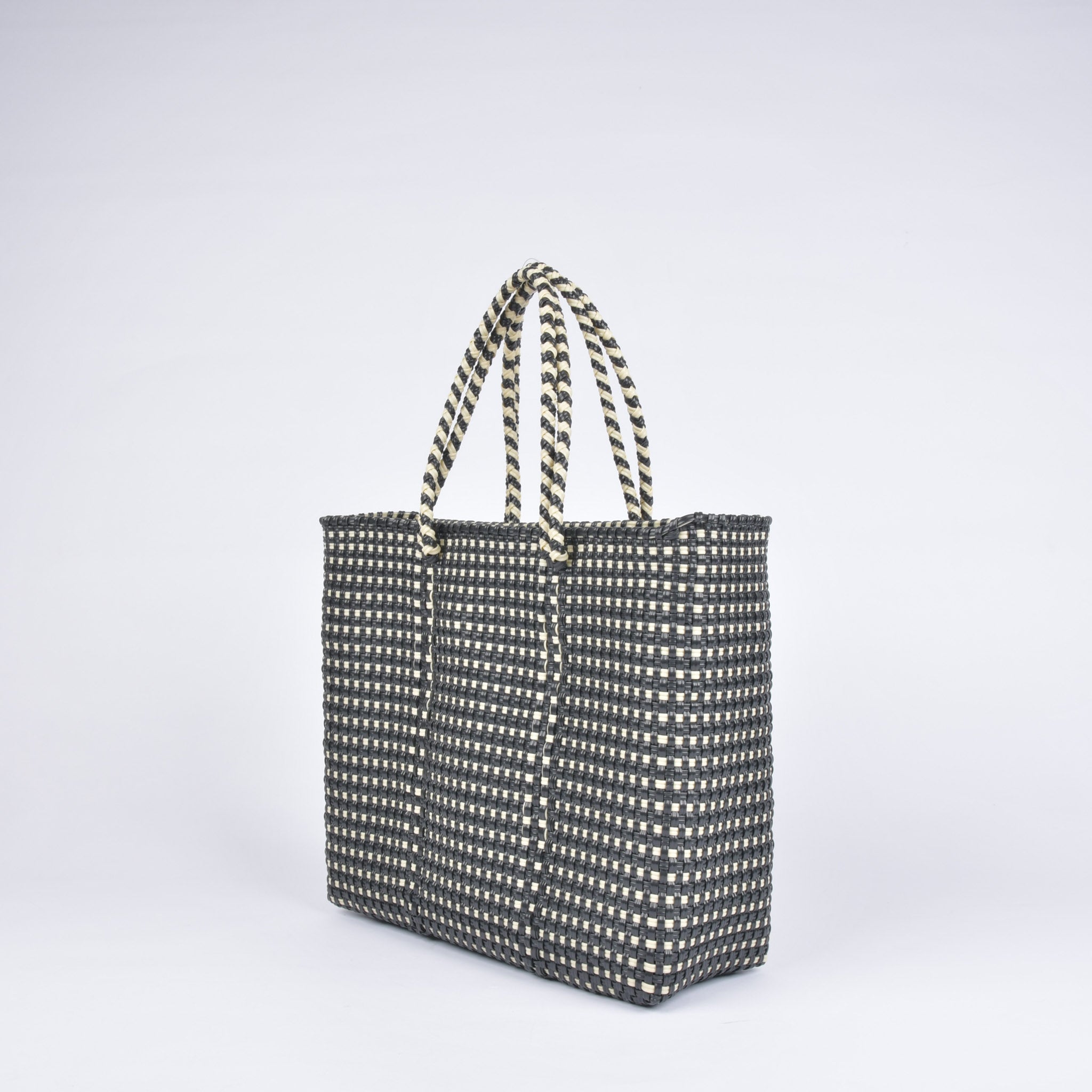 Mercado Bag, Medium Size, Kingham, Black x Cream, RB0019