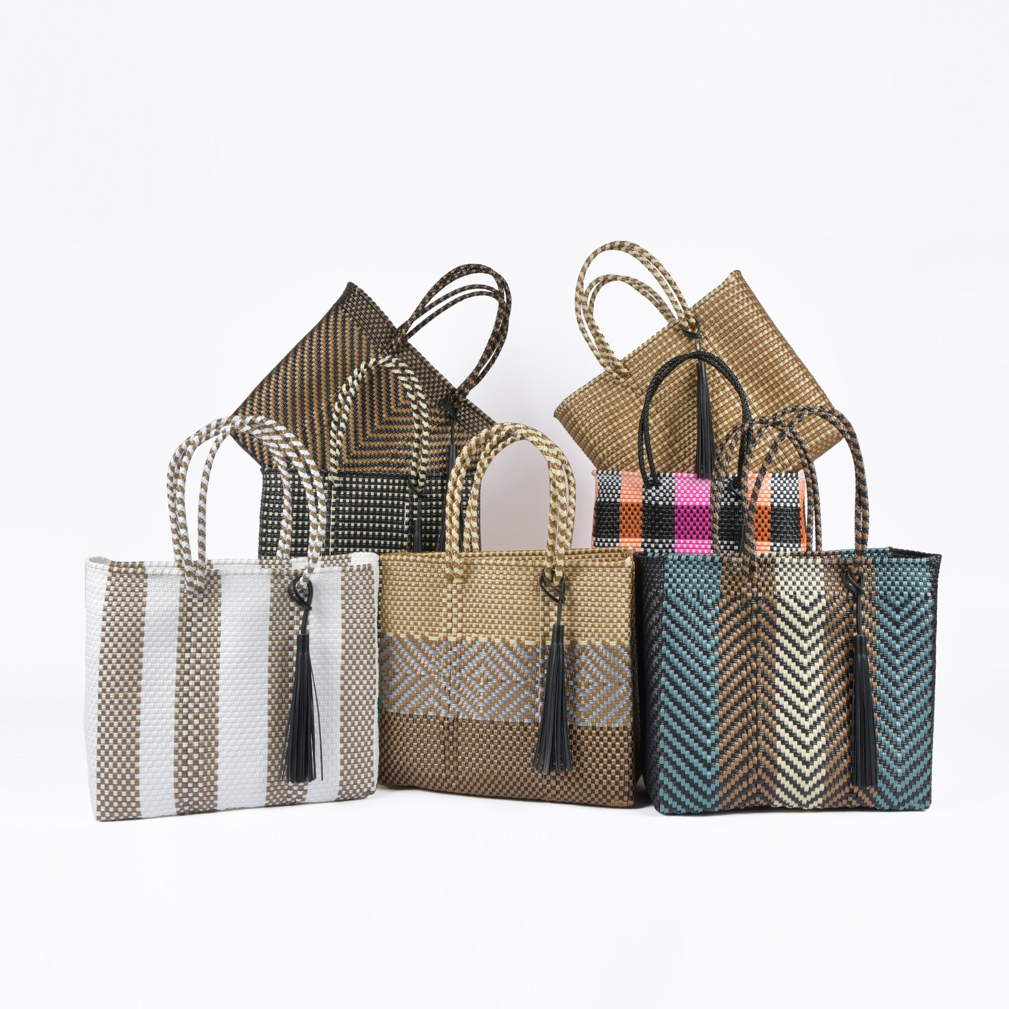 Mercado Bag, Medium Size, Kingham, Black x Cream, RB0019
