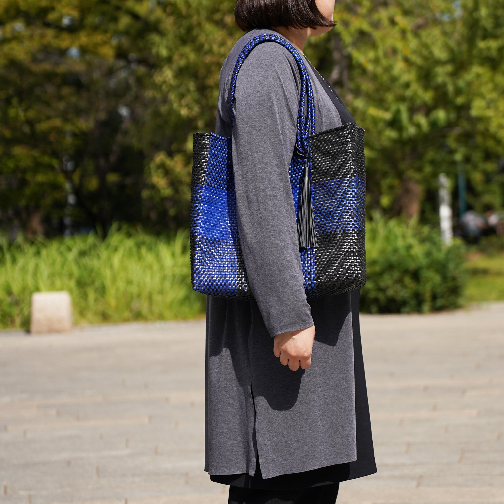 Mercado Bag L Size Check Black x Navy RB0022