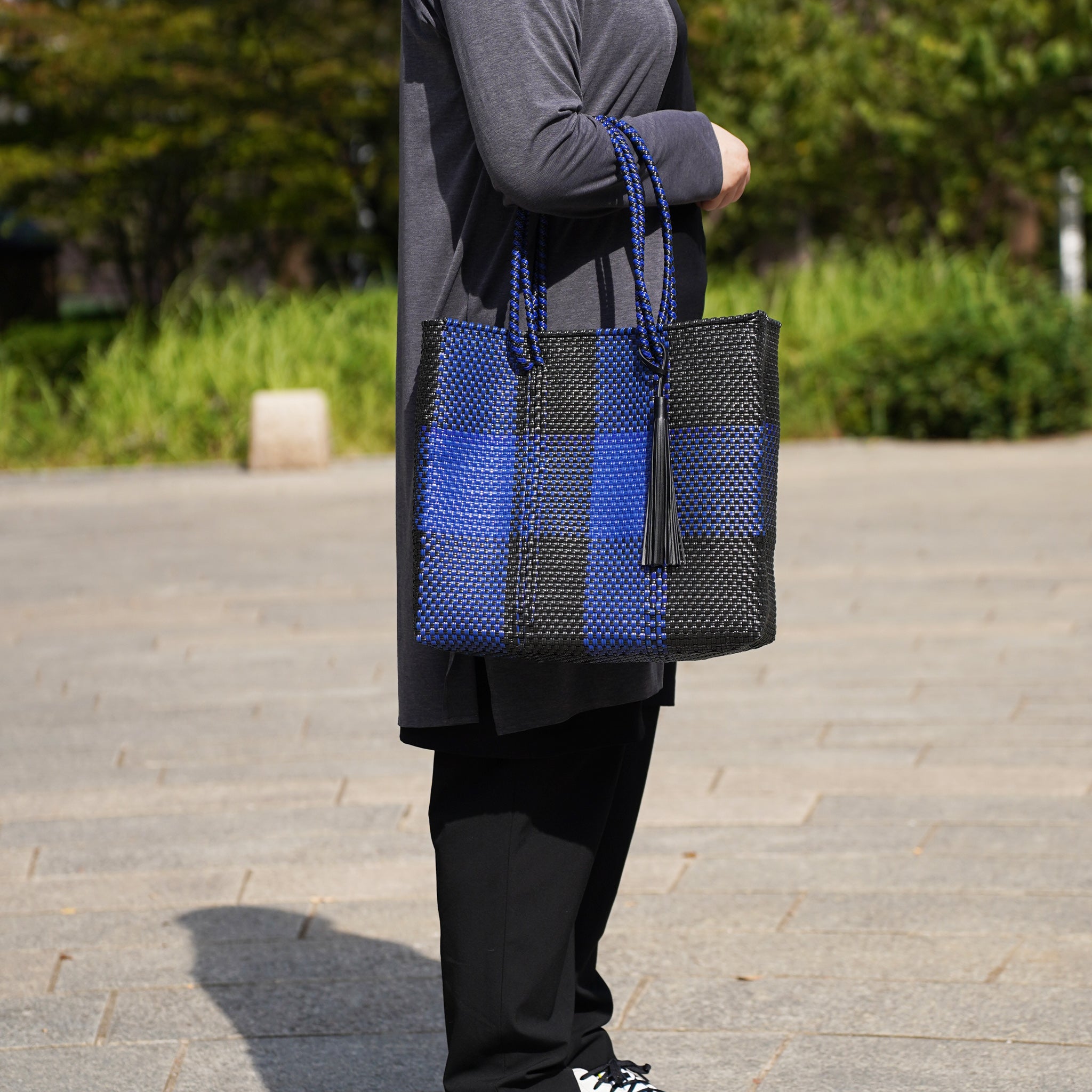 Mercado Bag L Size Check Black x Navy RB0022