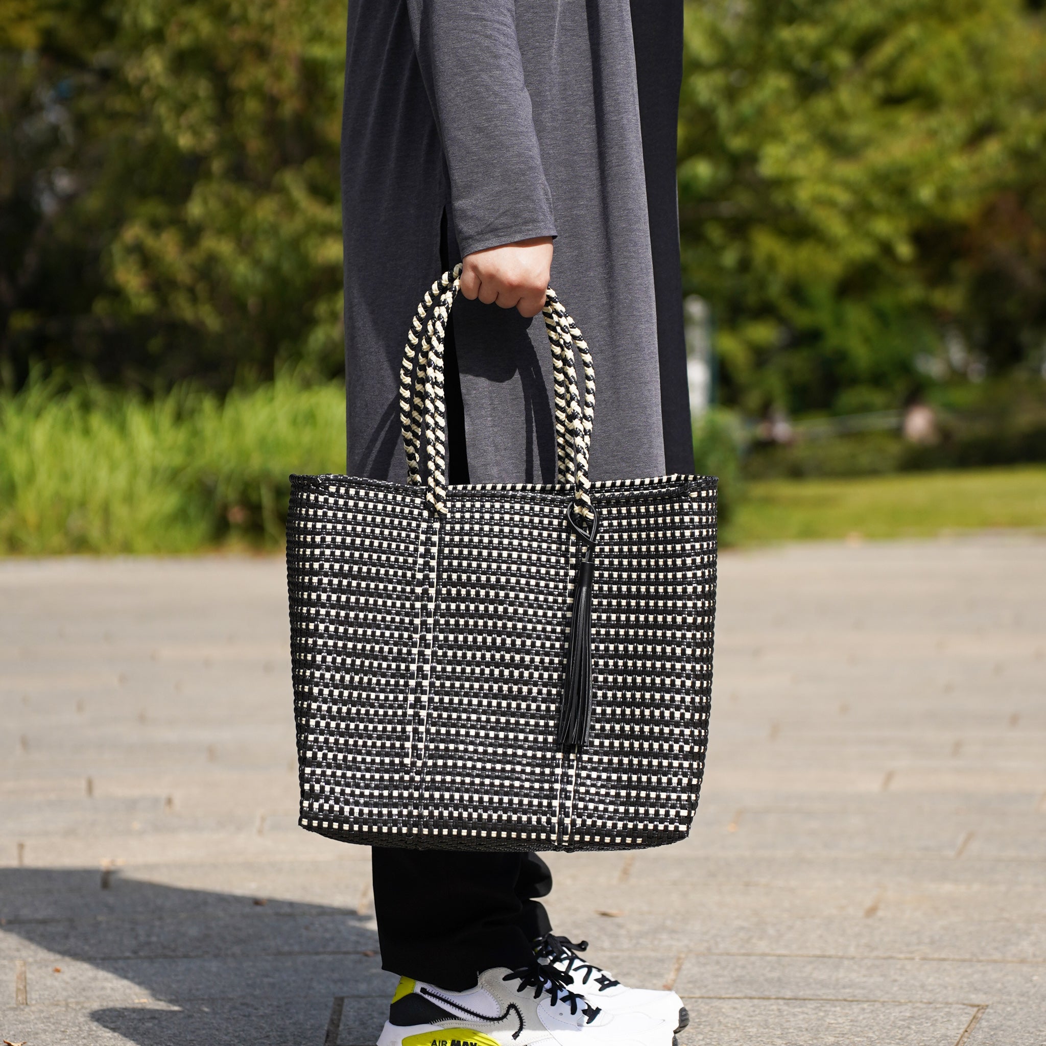 Mercado Bag, Large, Kingham, Black x Cream, RB0023