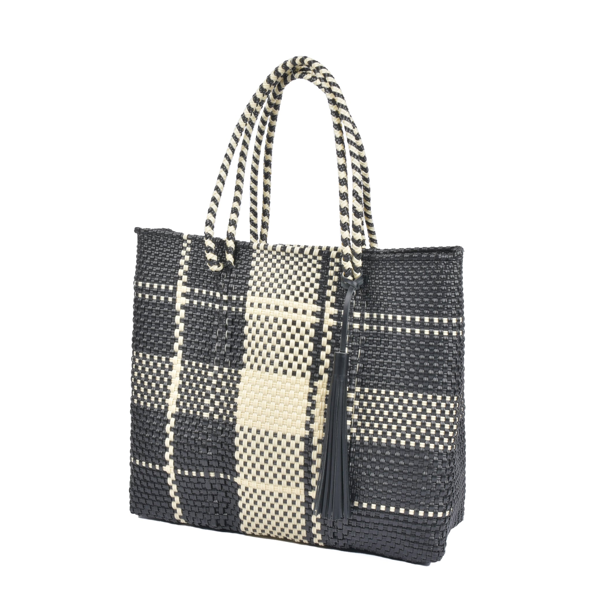 Mercado Bag, Large, Tartan Check, Black x Cream, RB0024