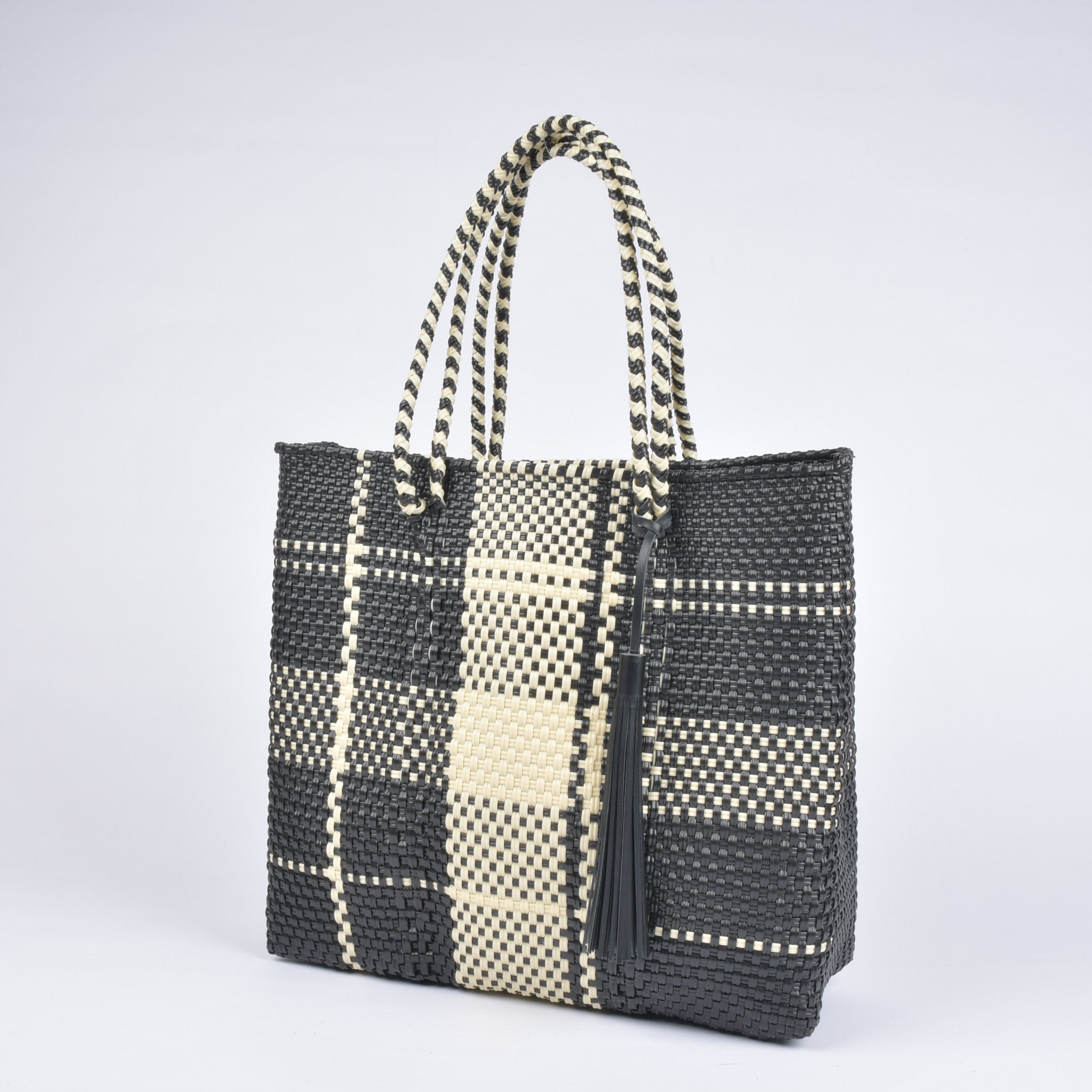 Mercado Bag, Large, Tartan Check, Black x Cream, RB0024