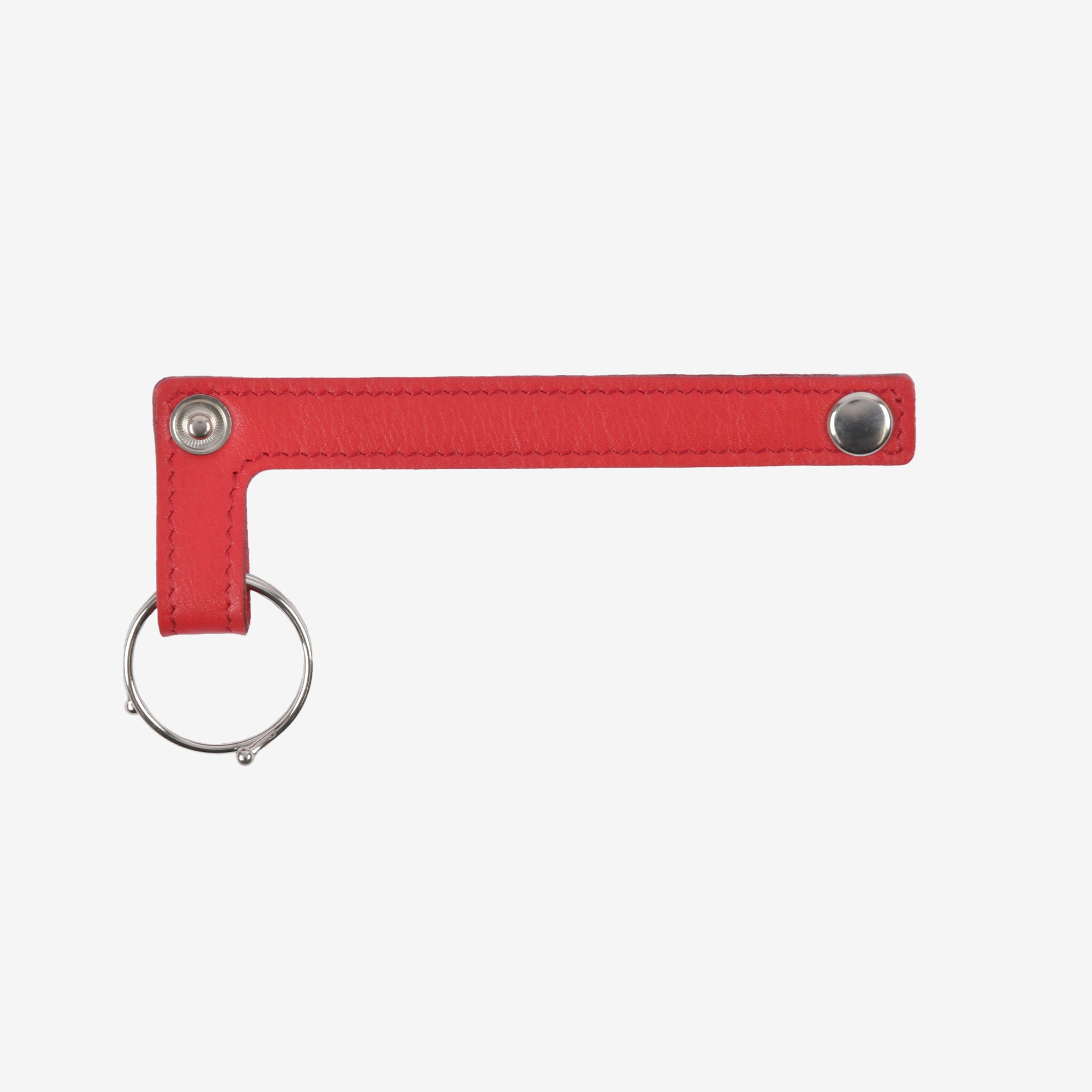 【スムース革】ループキーホルダー 大 シルバー 日本製