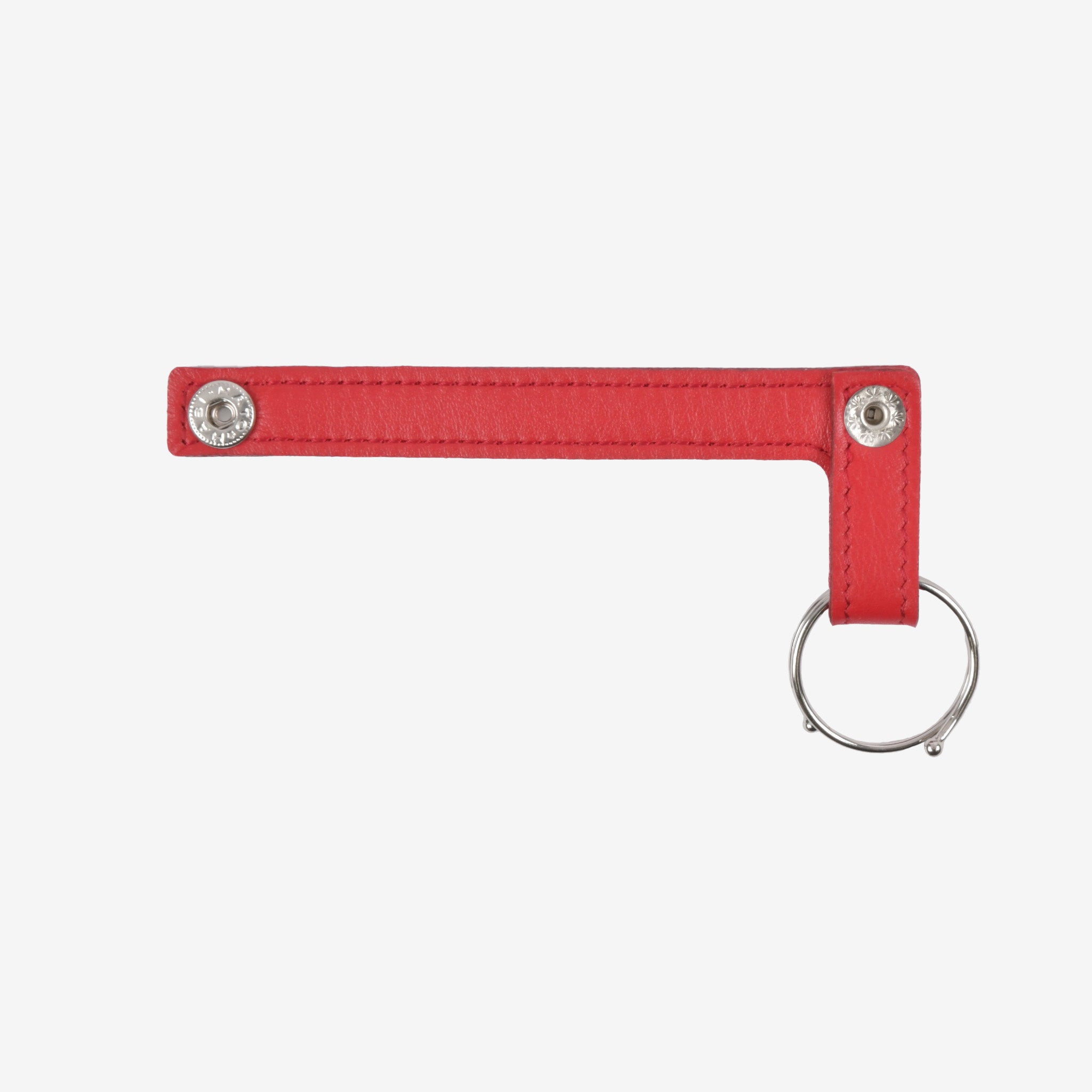 【スムース革】ループキーホルダー 大 シルバー 日本製