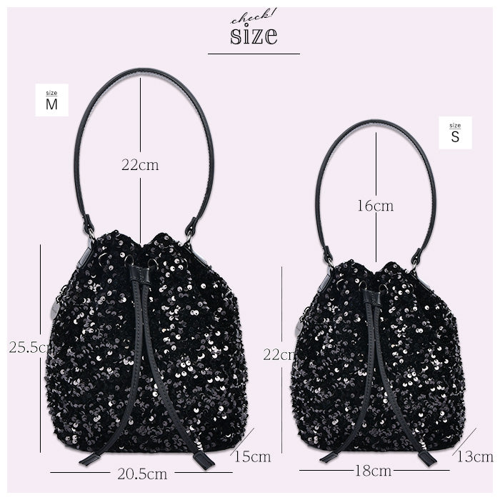 【スパンコール】Drawstring Bag-巾着バッグ (S・M)