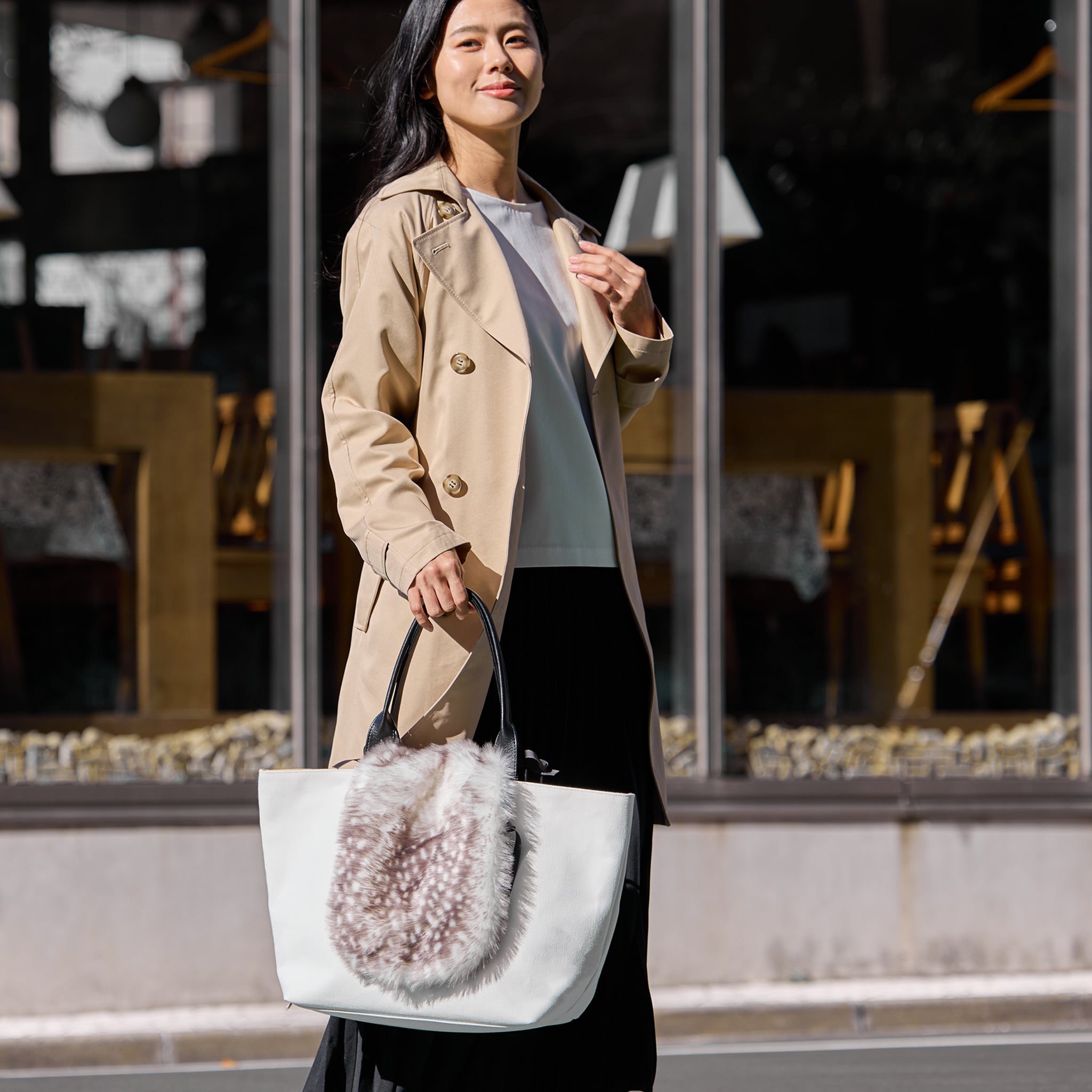Eco fur bag cover with fur lid