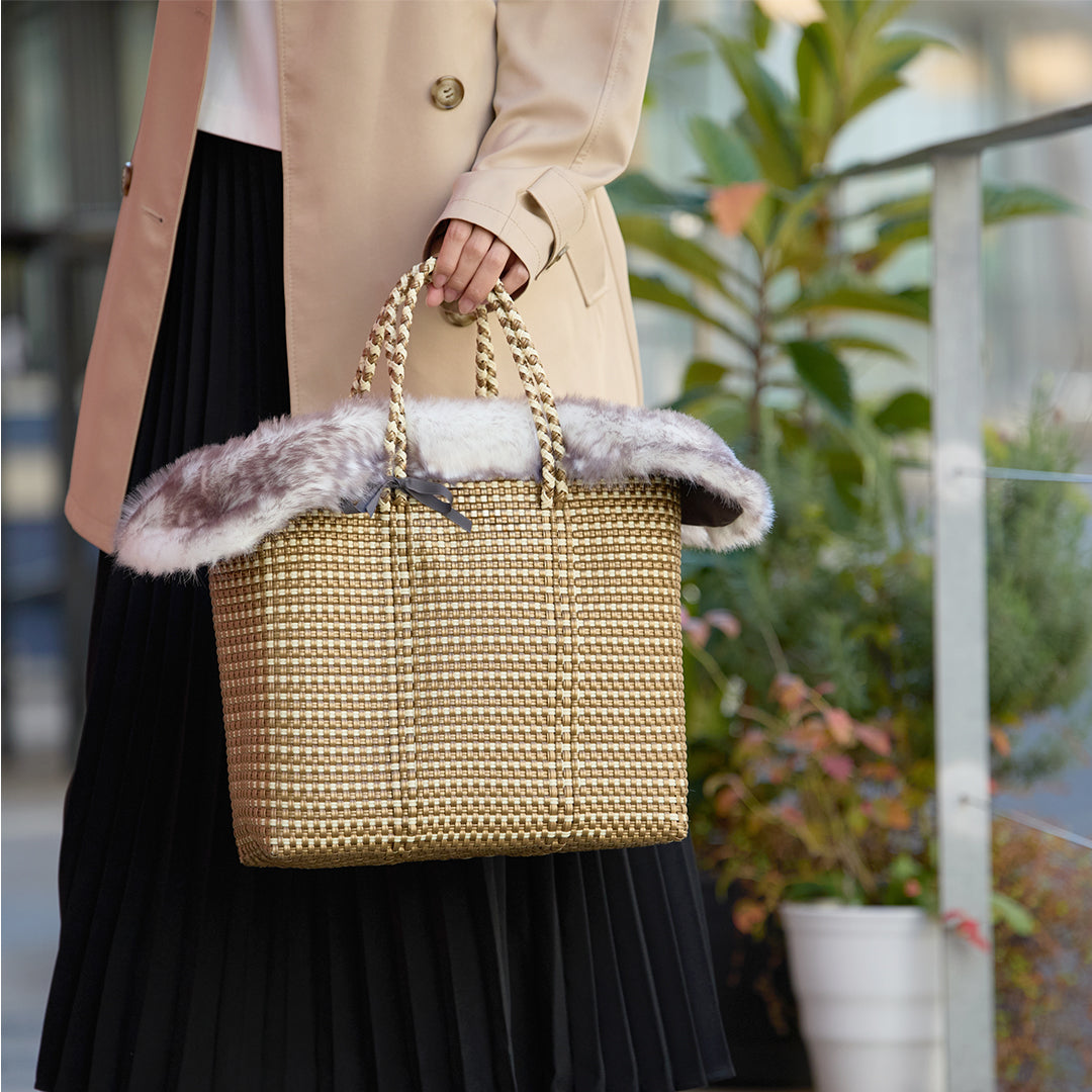Eco fur bag cover with fur lid