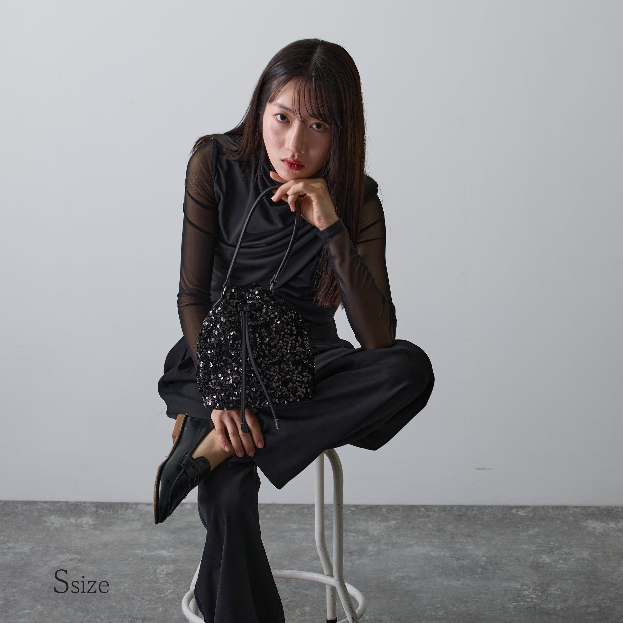 【スパンコール】Drawstring Bag-巾着バッグ (S・M)