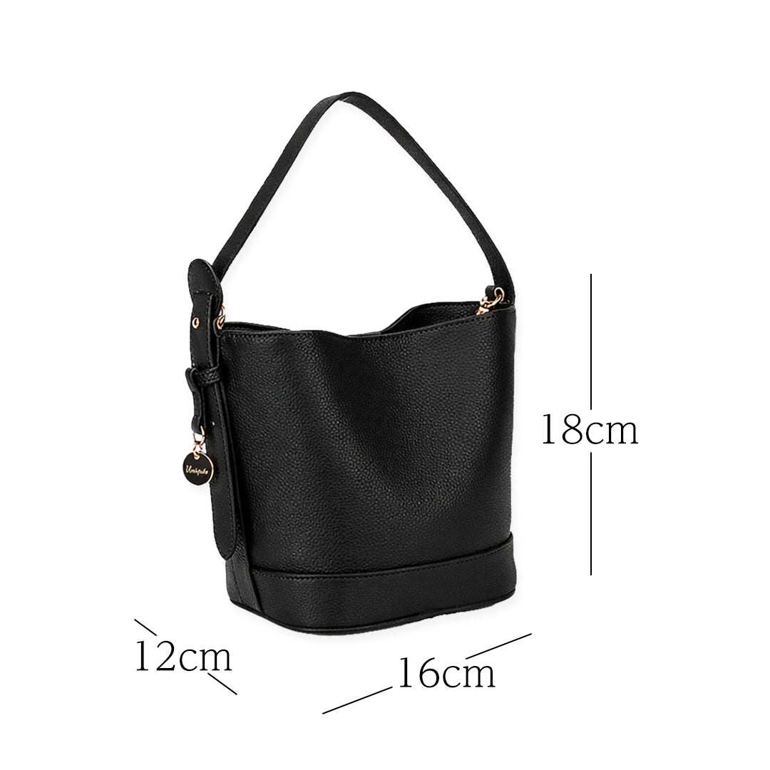 ブラックレザーバケットバッグサイズ詳細