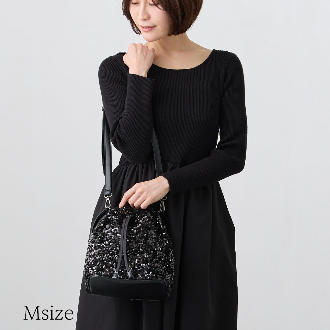 【スパンコール】Drawstring Bag-巾着バッグ (S・M)